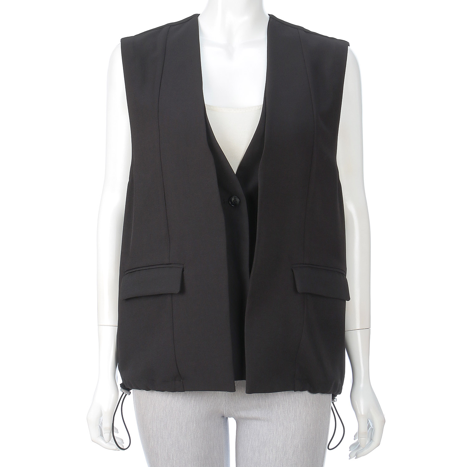 異素材MIXデザインジレ - 画像2