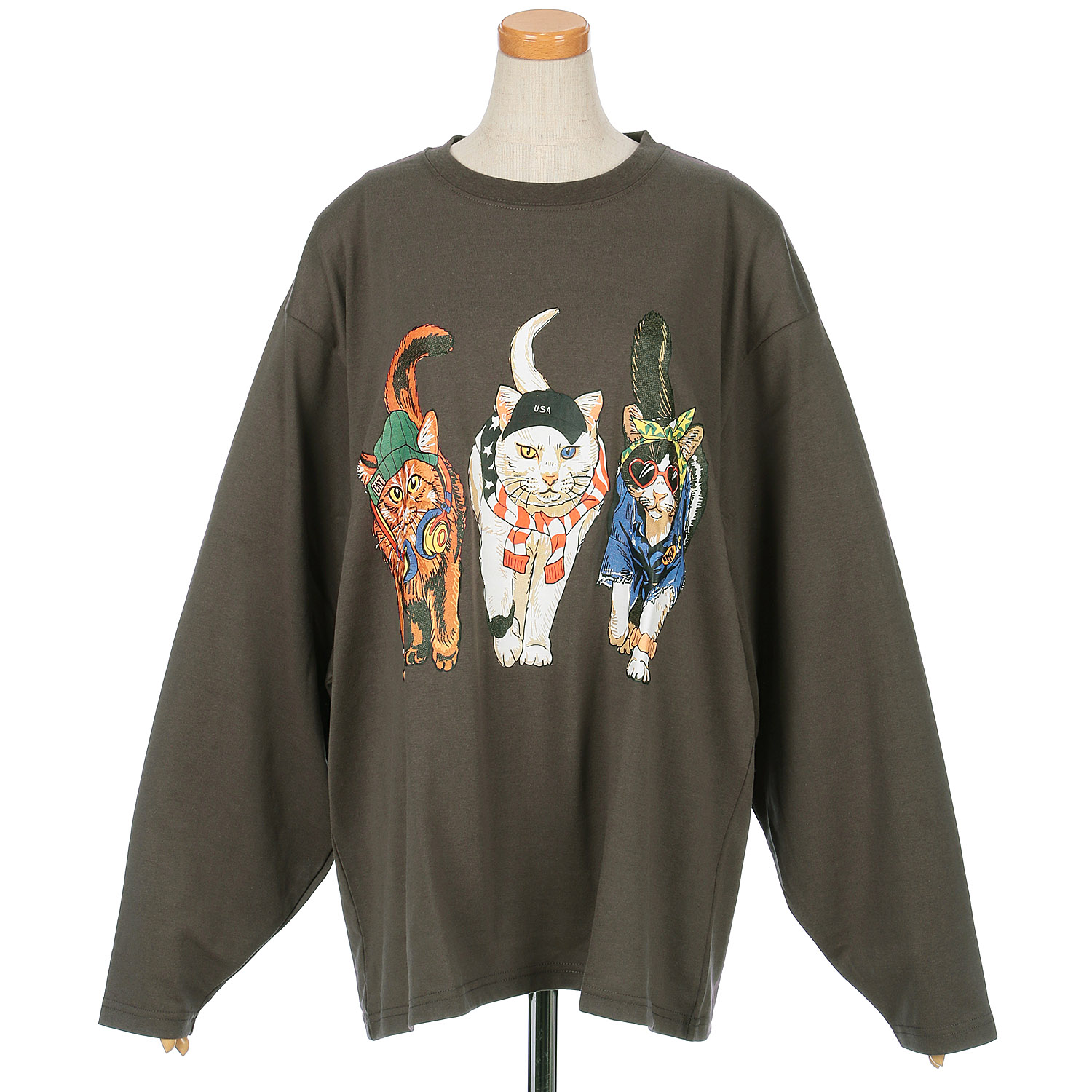 CORISCO Animal Village ネコ 前後プリントロンT - 画像3