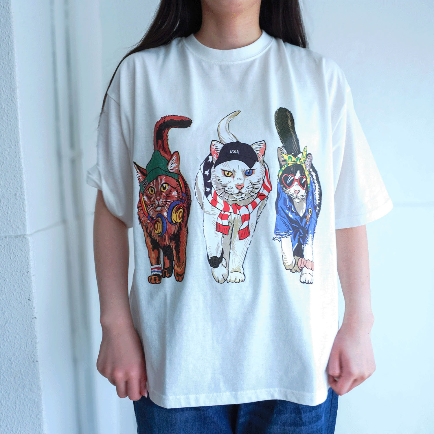 CORISCO Animal Village 前後プリントネコTシャツ - 画像1