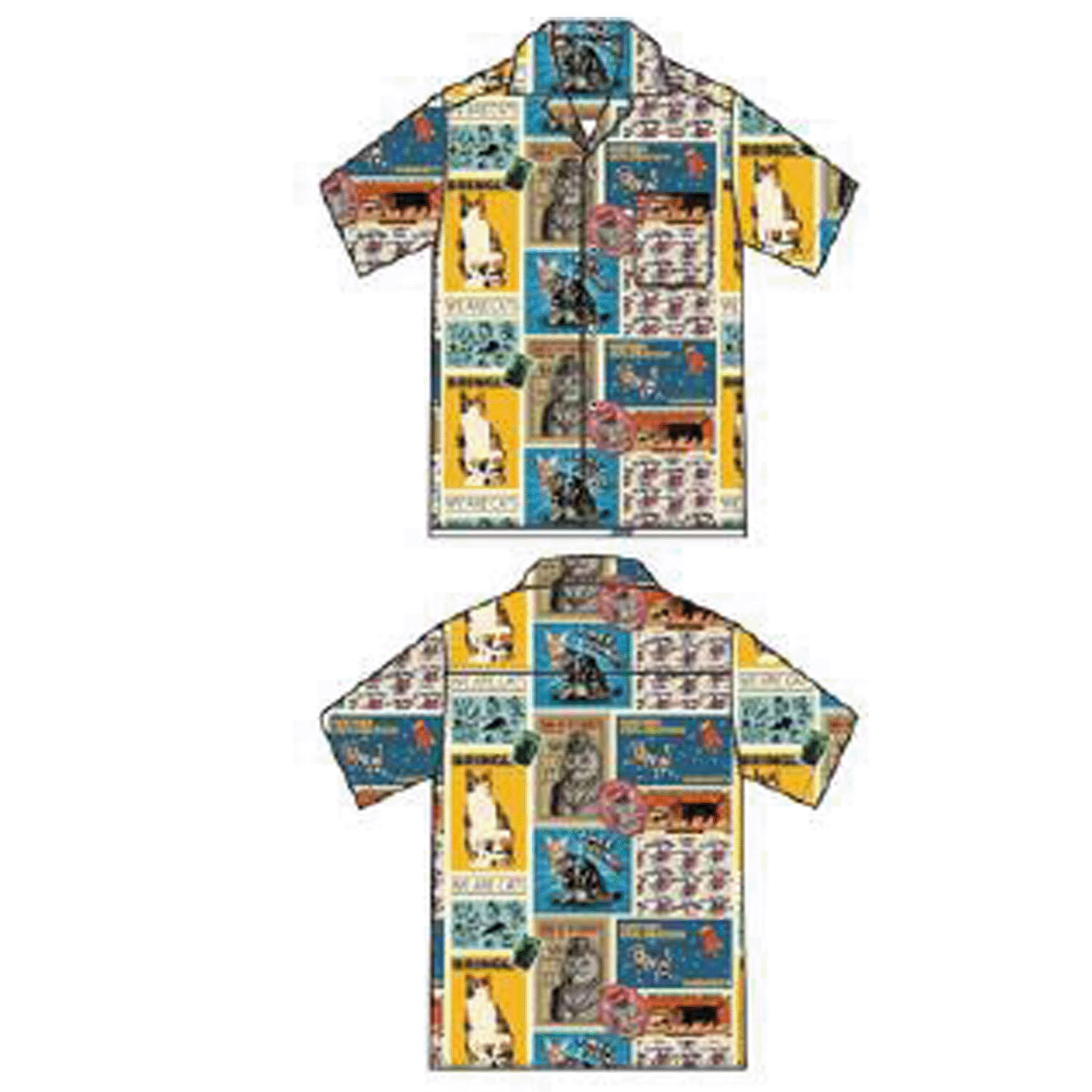 CORISCO Animal Village 猫総柄半袖オープンシャツ - 画像5