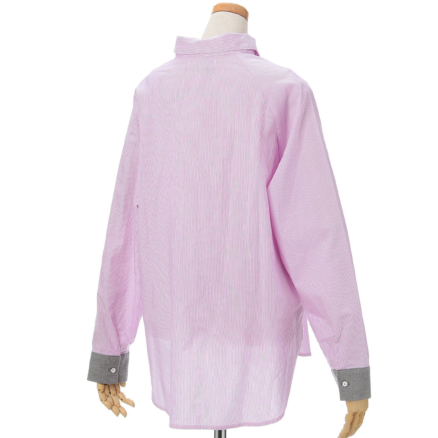 GENTIL 袖配色ストライプラグランスリーブシャツ - 画像9