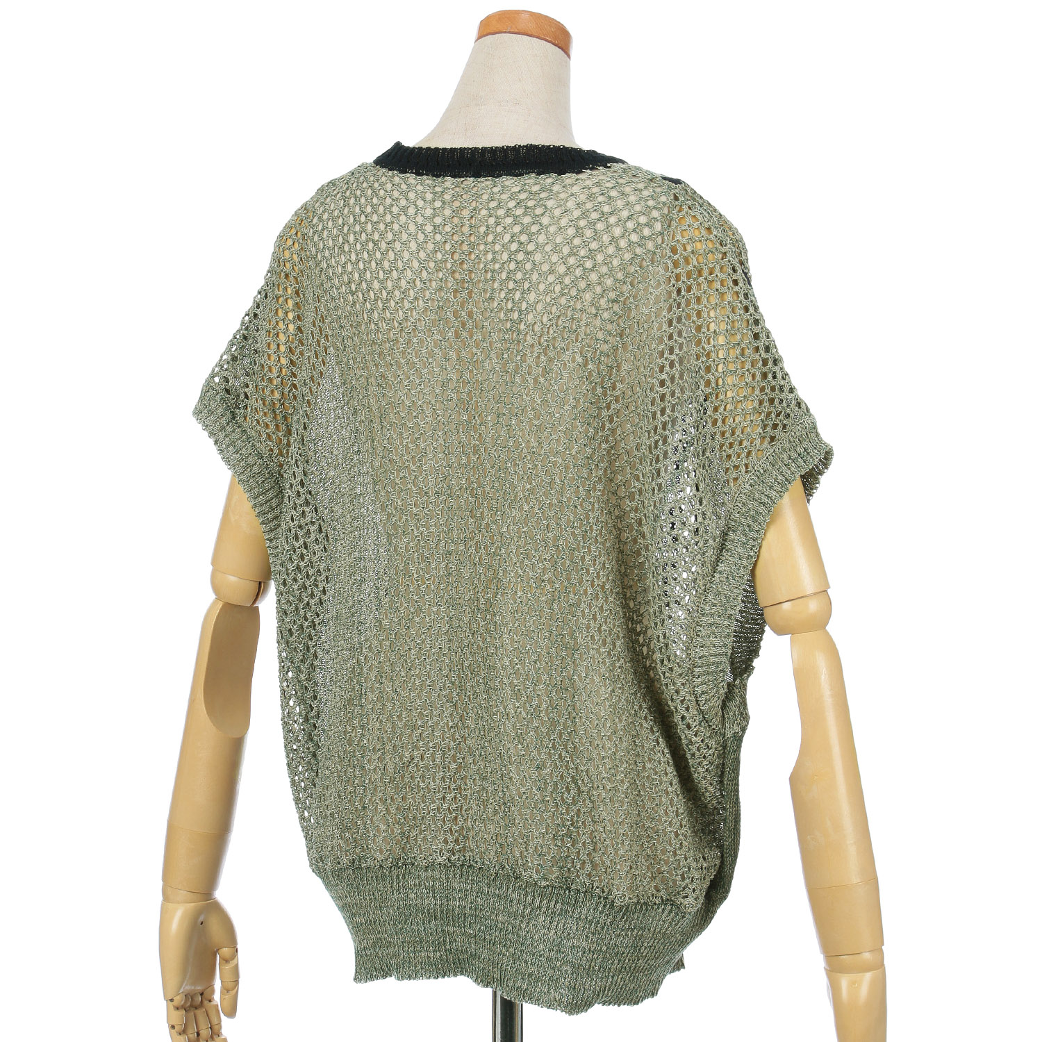 GENTIL 麻タッチメッシュ編みベスト - 画像2