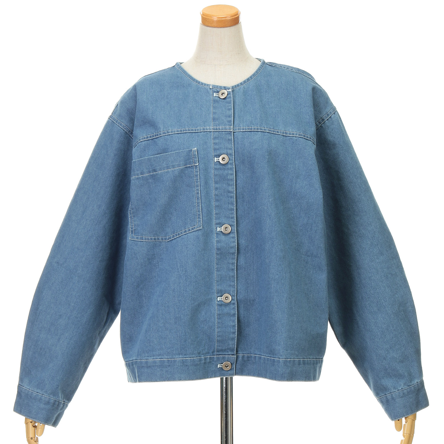 Amitie イーズデニムノーカラージャケット
