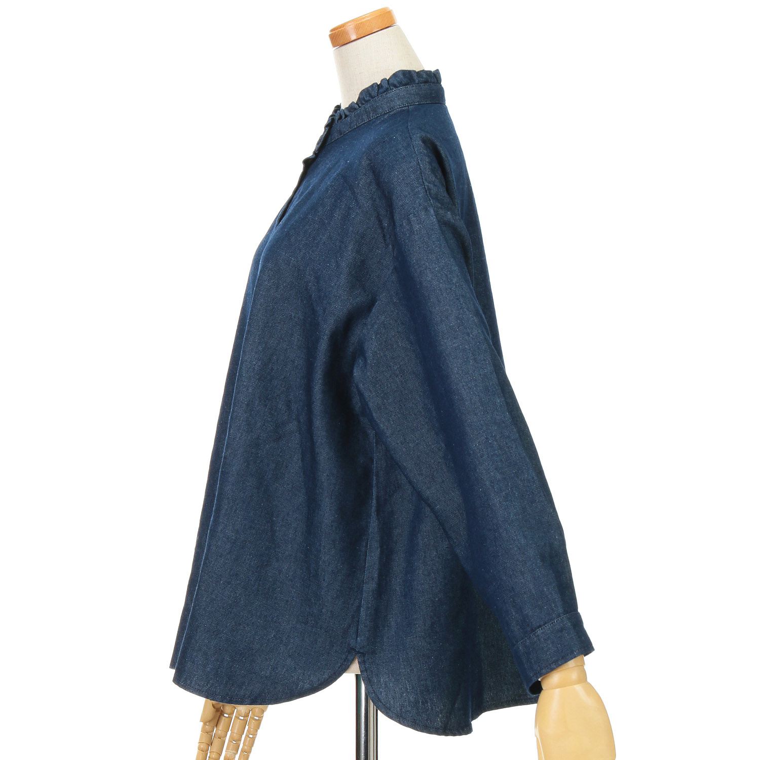 Amitie フレイデニムスタンドカラーブラウス - 画像3