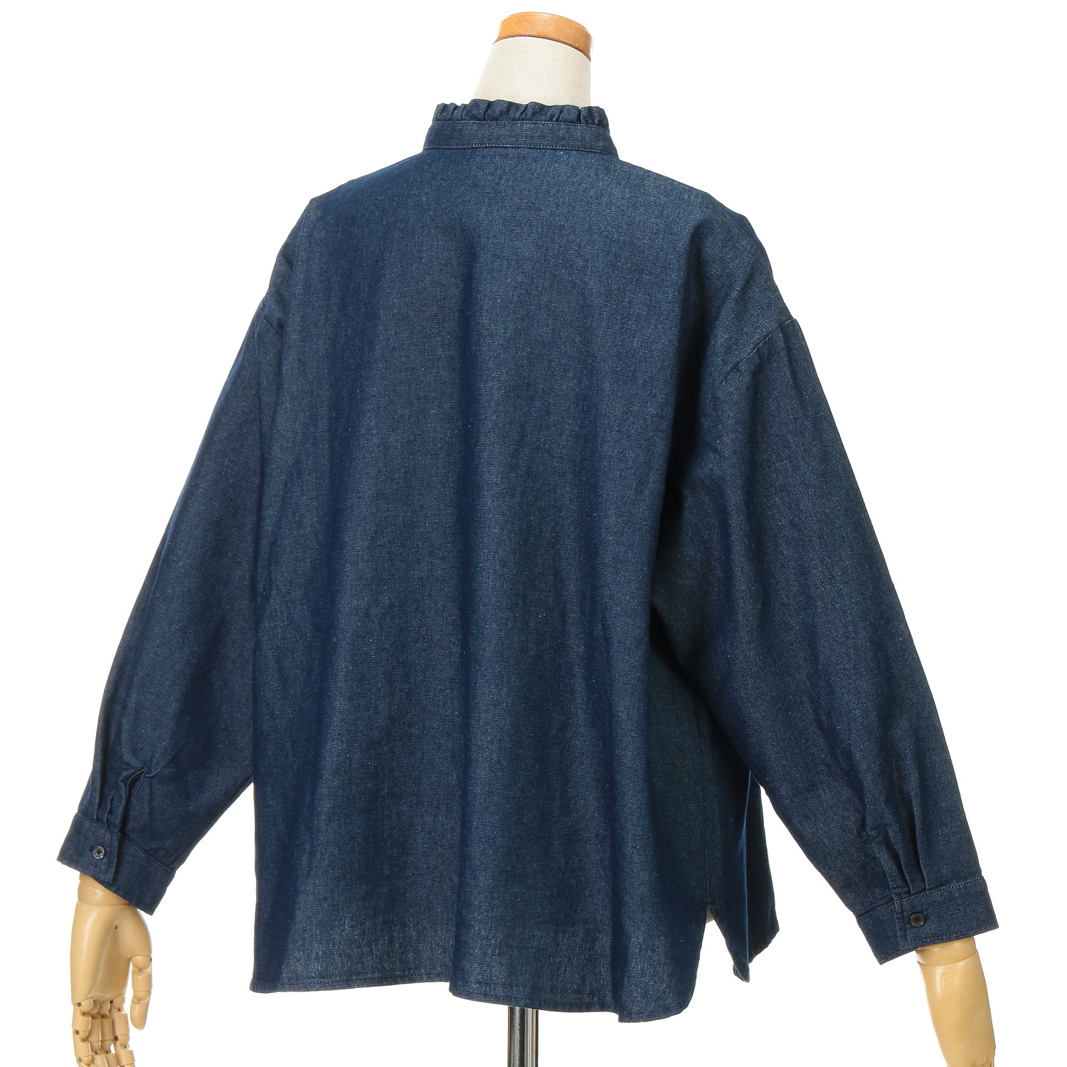 Amitie フレイデニムスタンドカラーブラウス - 画像4