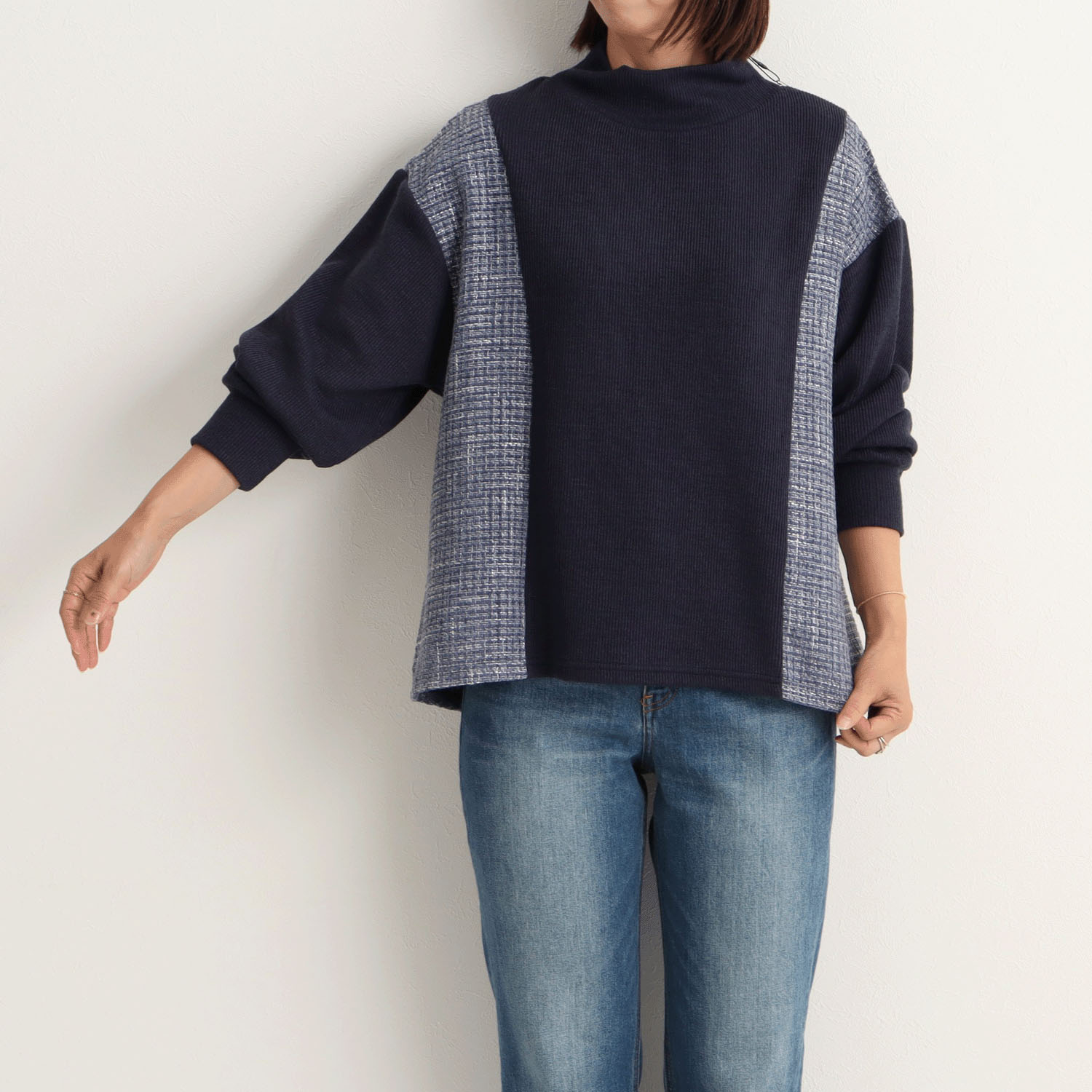 le colis ラメツイード×ニットソー切替えプルオーバー - 画像1