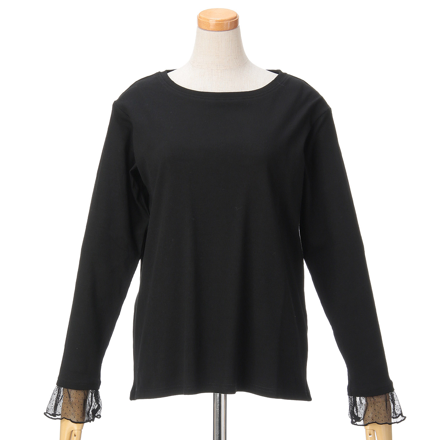 le colis テレコ袖ドットチュールレイヤードプルオーバー - 画像2