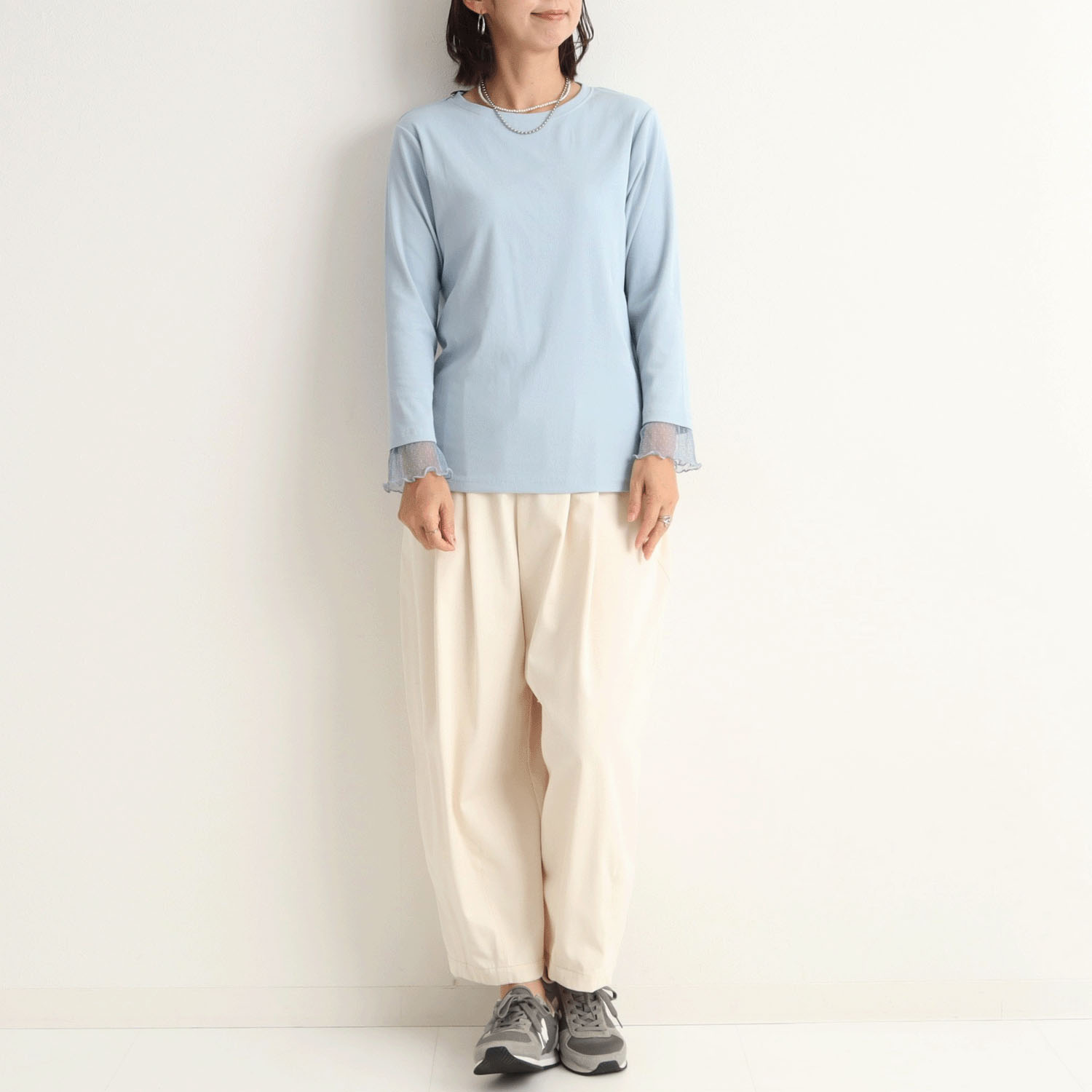 le colis テレコ袖ドットチュールレイヤードプルオーバー - 画像6