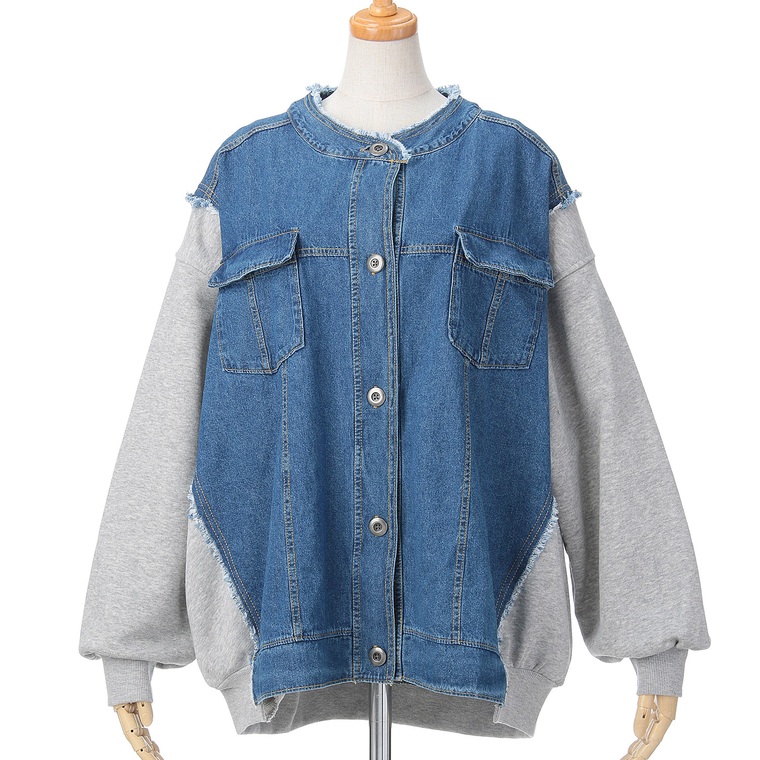 【ETONET限定】 iriey  裏毛Xデニムクル－カーデ - 画像11