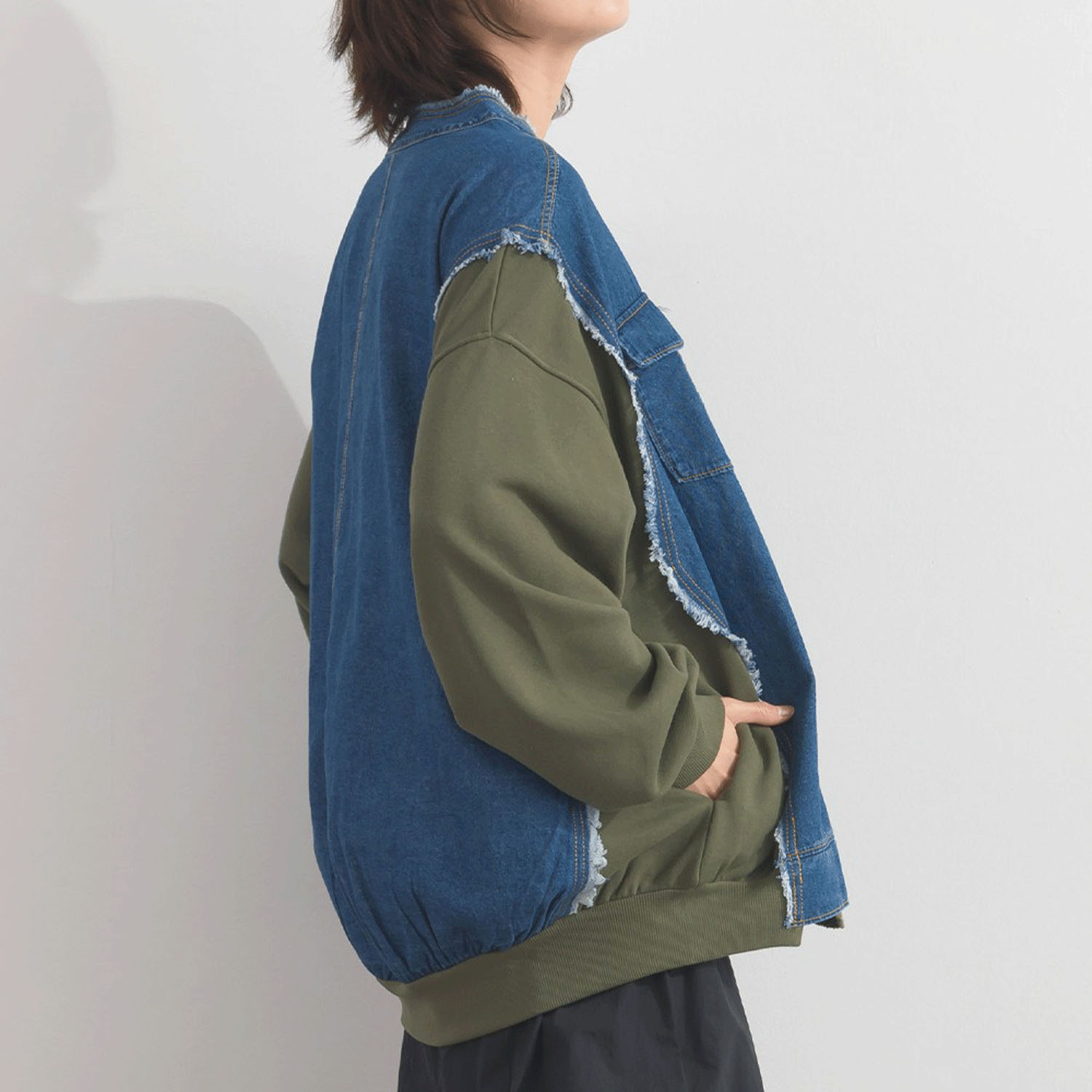 【ETONET限定】 iriey  裏毛Xデニムクル－カーデ - 画像17