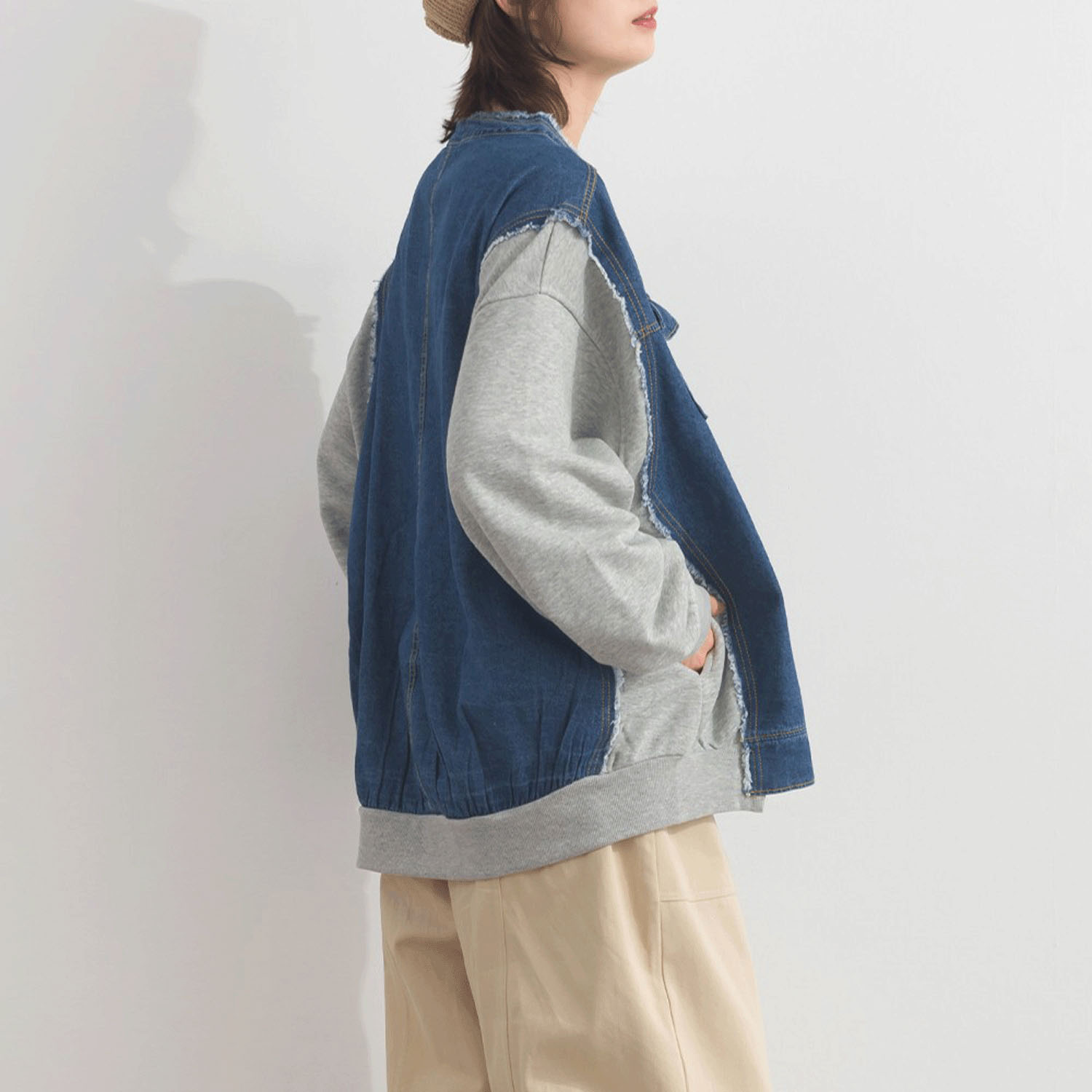 【ETONET限定】 iriey  裏毛Xデニムクル－カーデ - 画像6