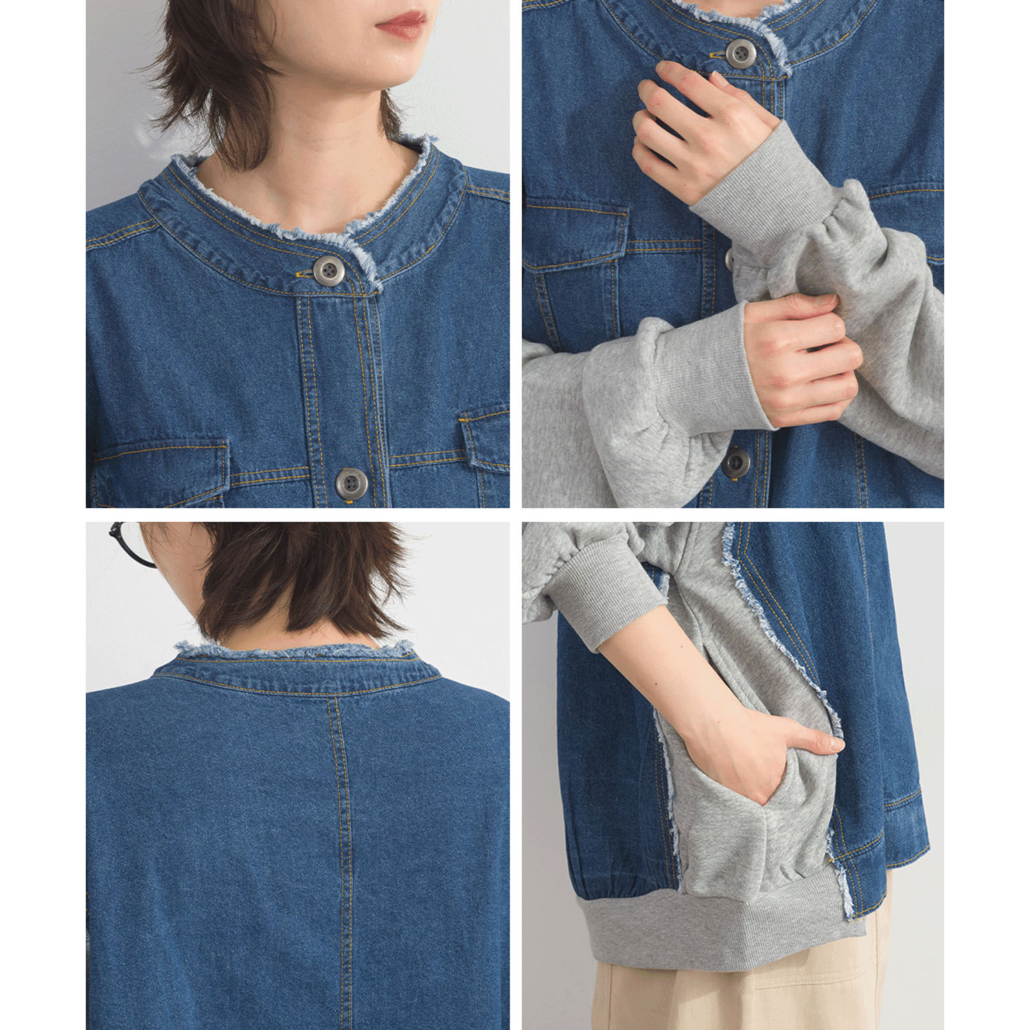 【ETONET限定】 iriey  裏毛Xデニムクル－カーデ - 画像10