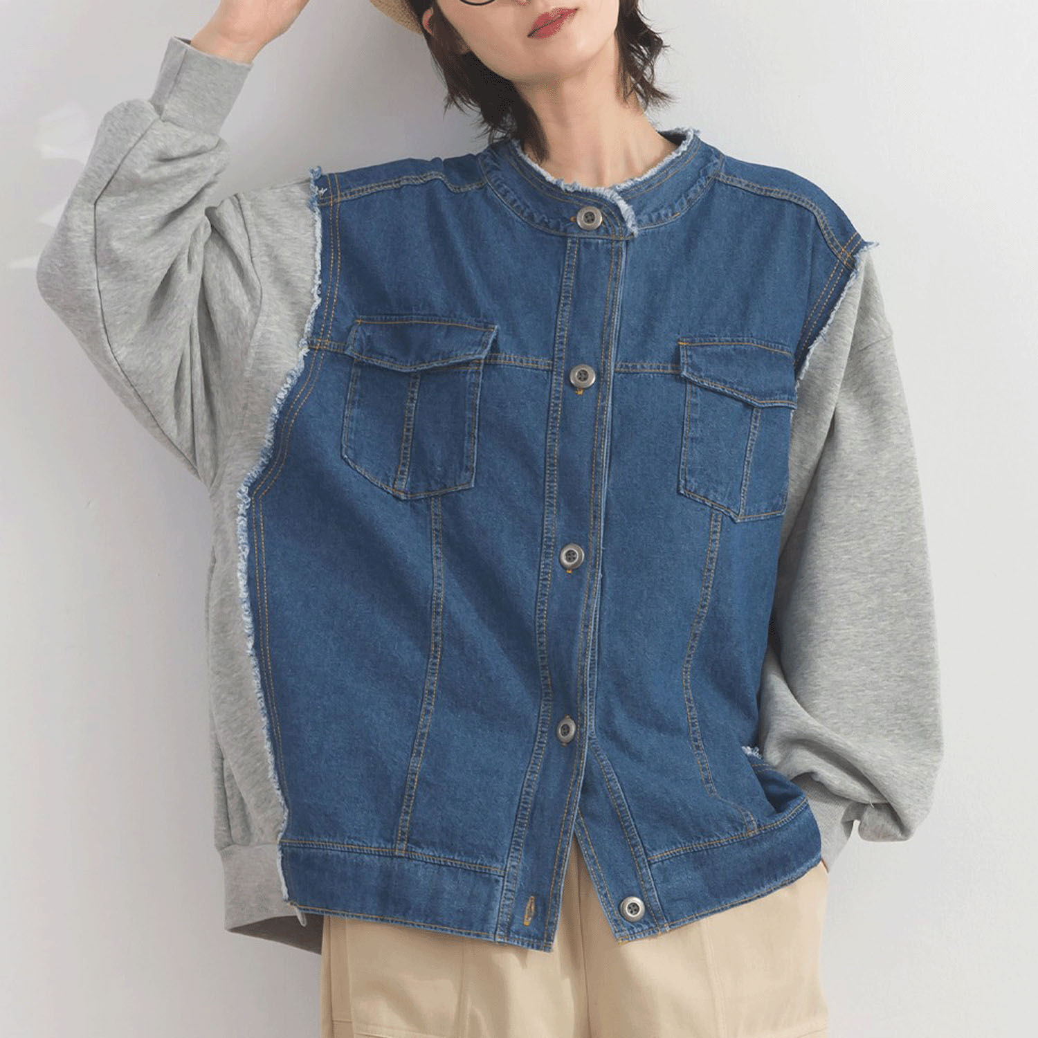 【ETONET限定】 iriey  裏毛Xデニムクル－カーデ