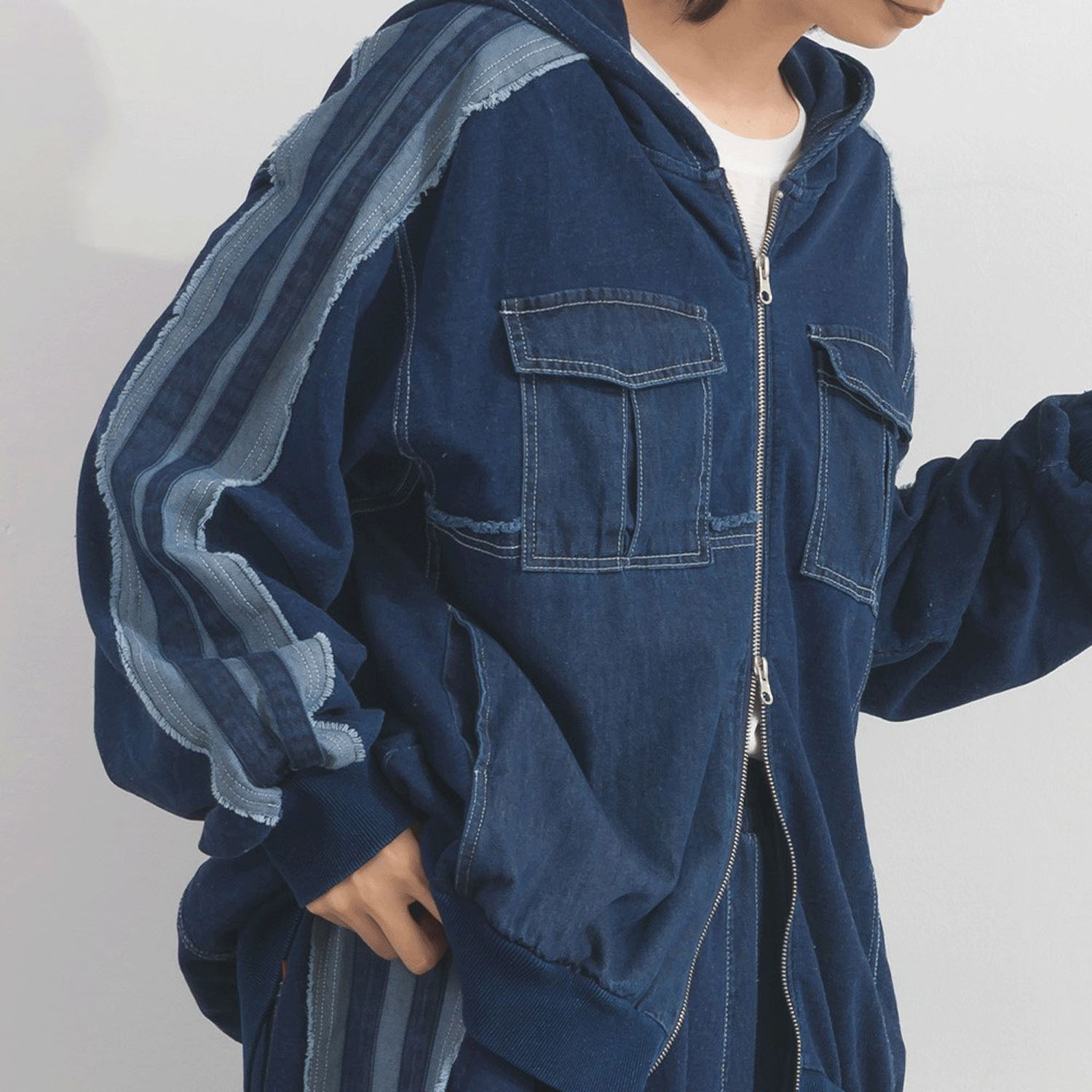 【ETONET限定】 iriey  裏毛インディゴ染めZIPパーカー - 画像15