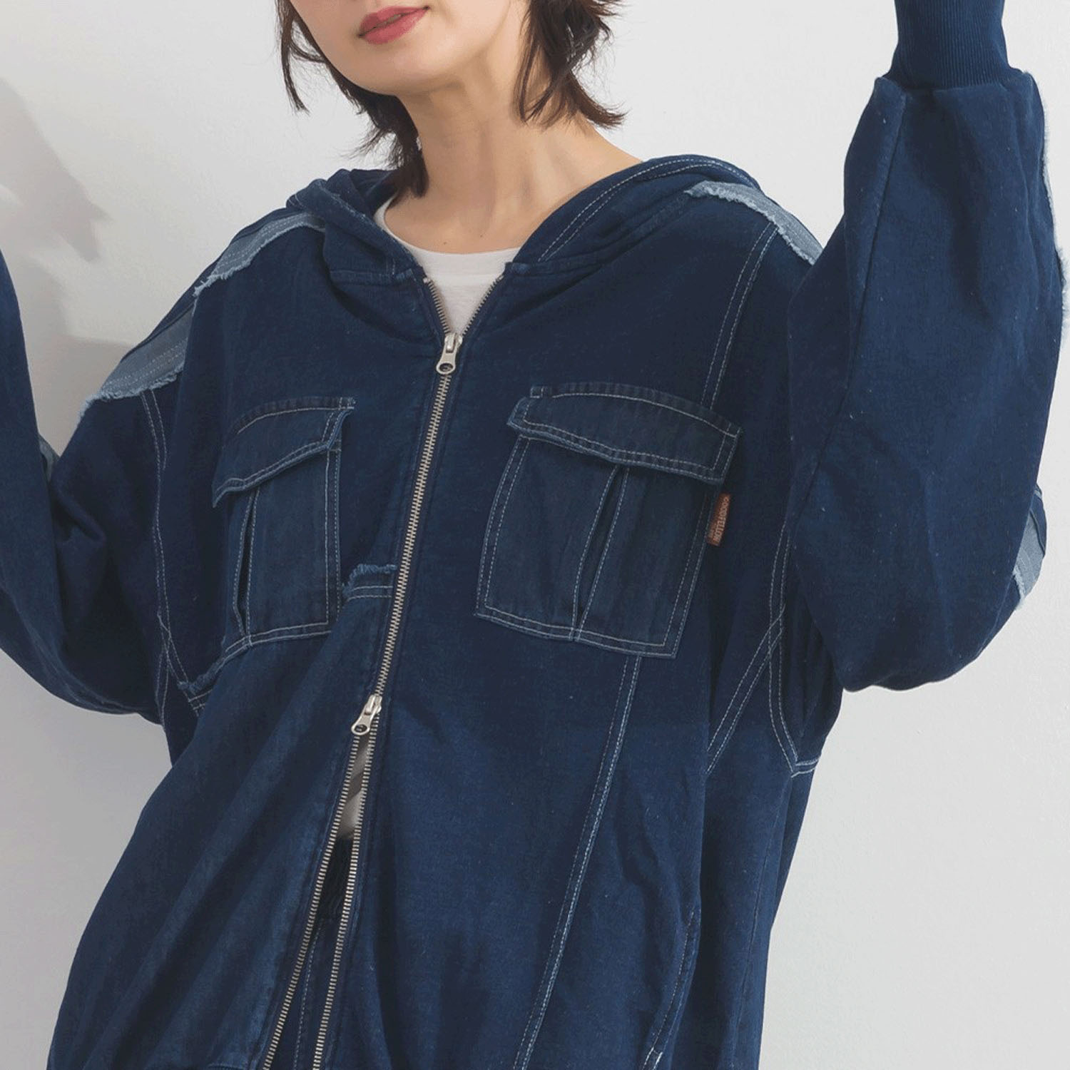 【ETONET限定】 iriey  裏毛インディゴ染めZIPパーカー - 画像16