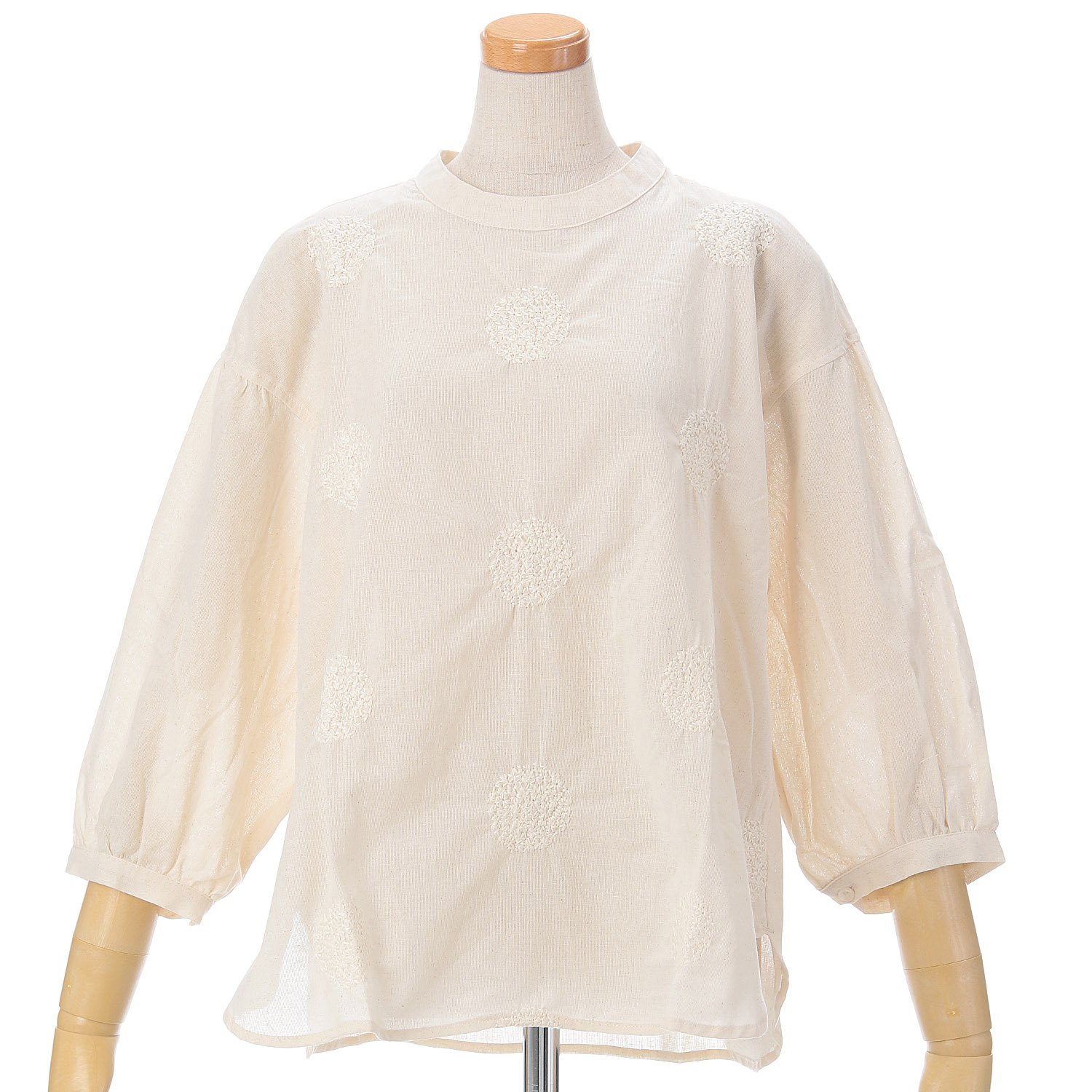 embelge 綿ドット刺繍ブラウス - 画像1