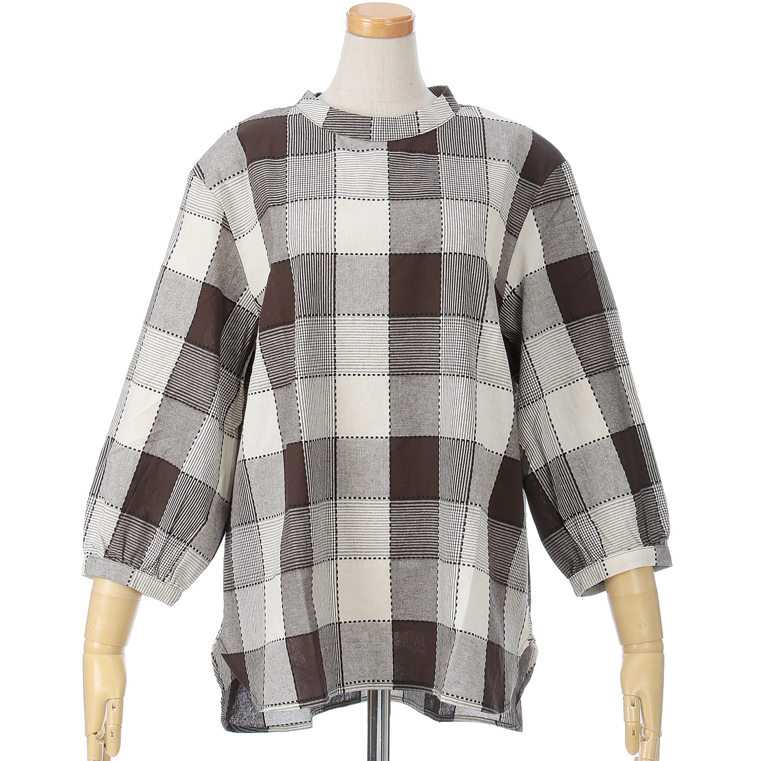 embelge 刺子チェックTブラウス - 画像2