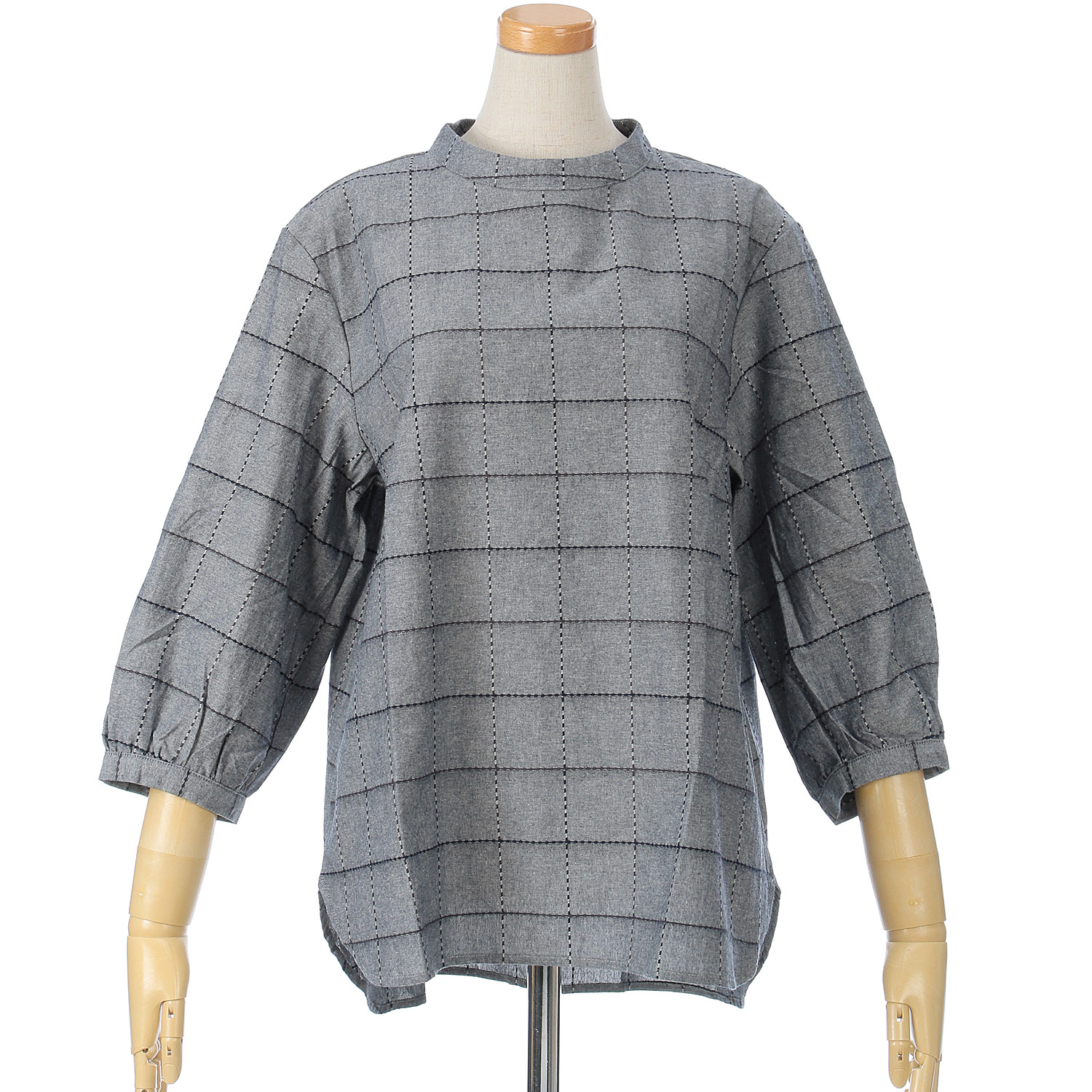 embelge 刺子チェックTブラウス - 画像3