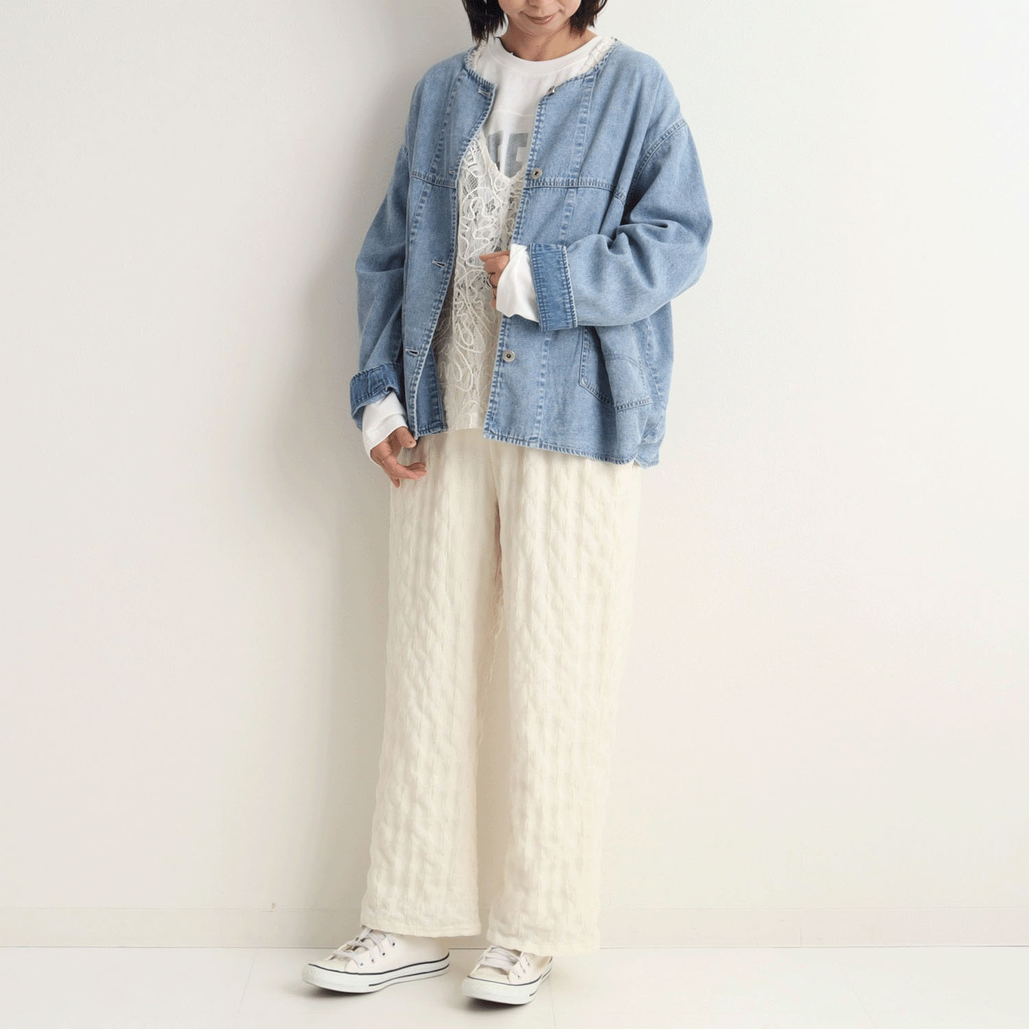 【Insta Live】le colis  6．5ozデニムノーカラージャケット - 画像3