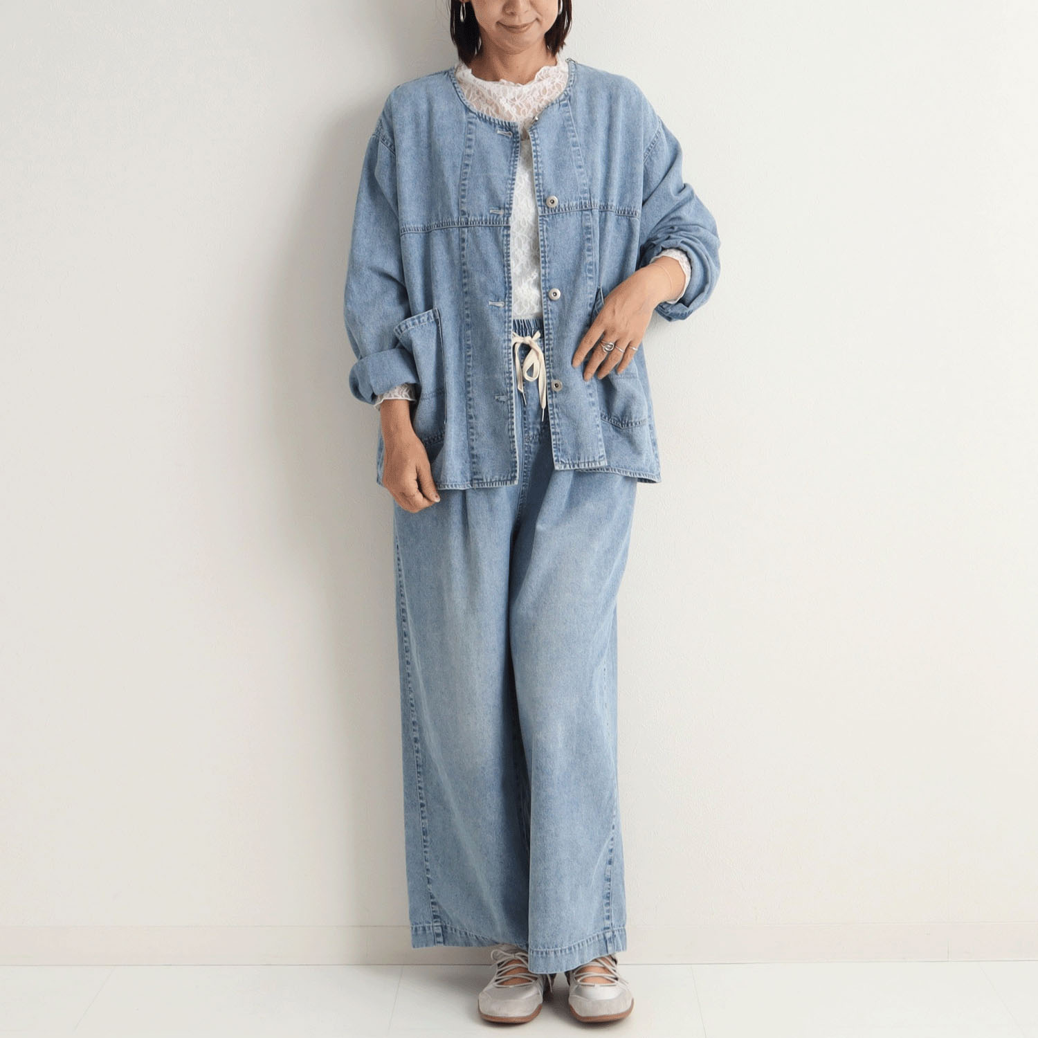 【Insta Live】le colis  6．5ozデニムノーカラージャケット - 画像5