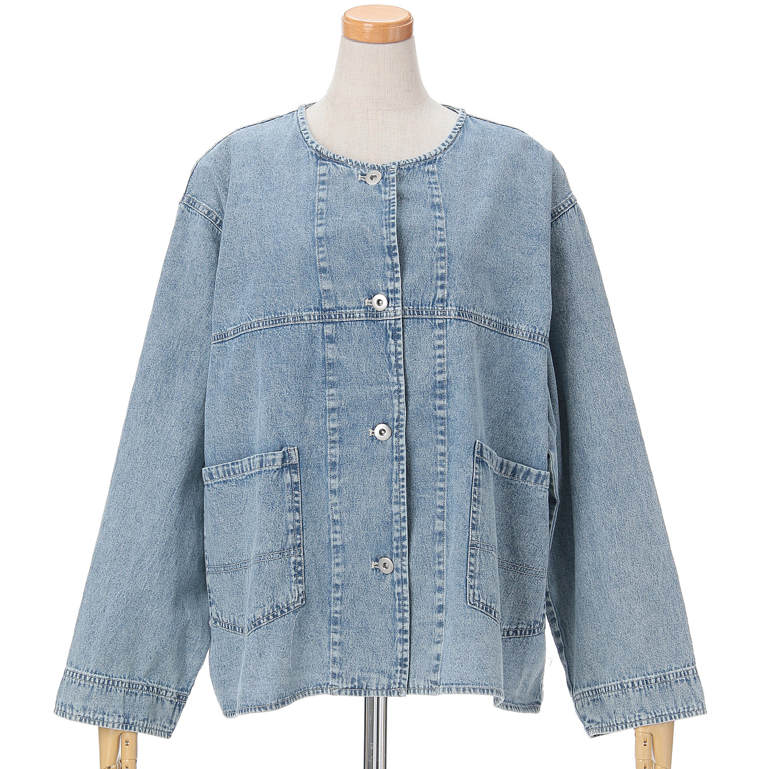 【Insta Live】le colis  6．5ozデニムノーカラージャケット - 画像6