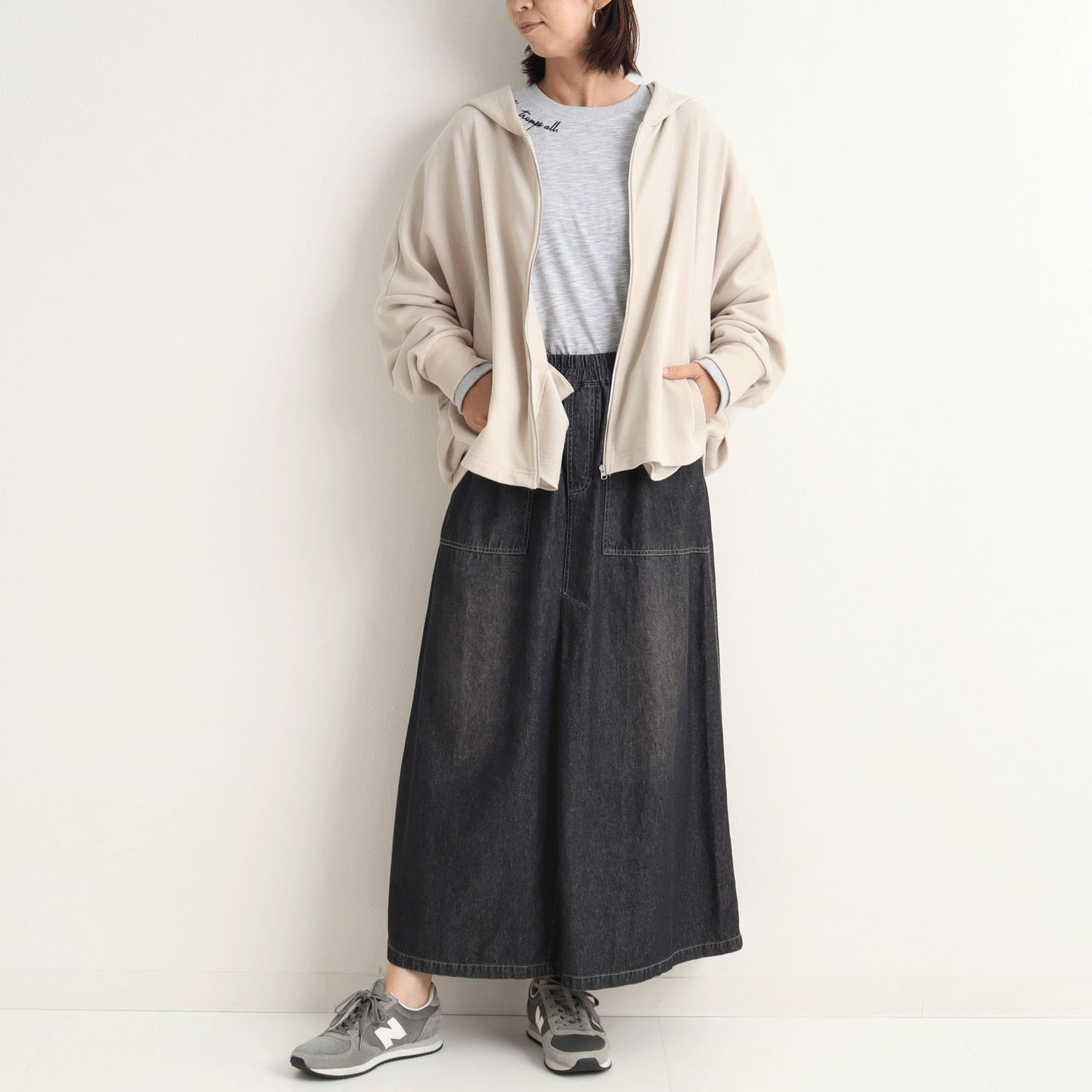 le colis  TC裏毛ドルマンフードZIPパーカー - 画像4