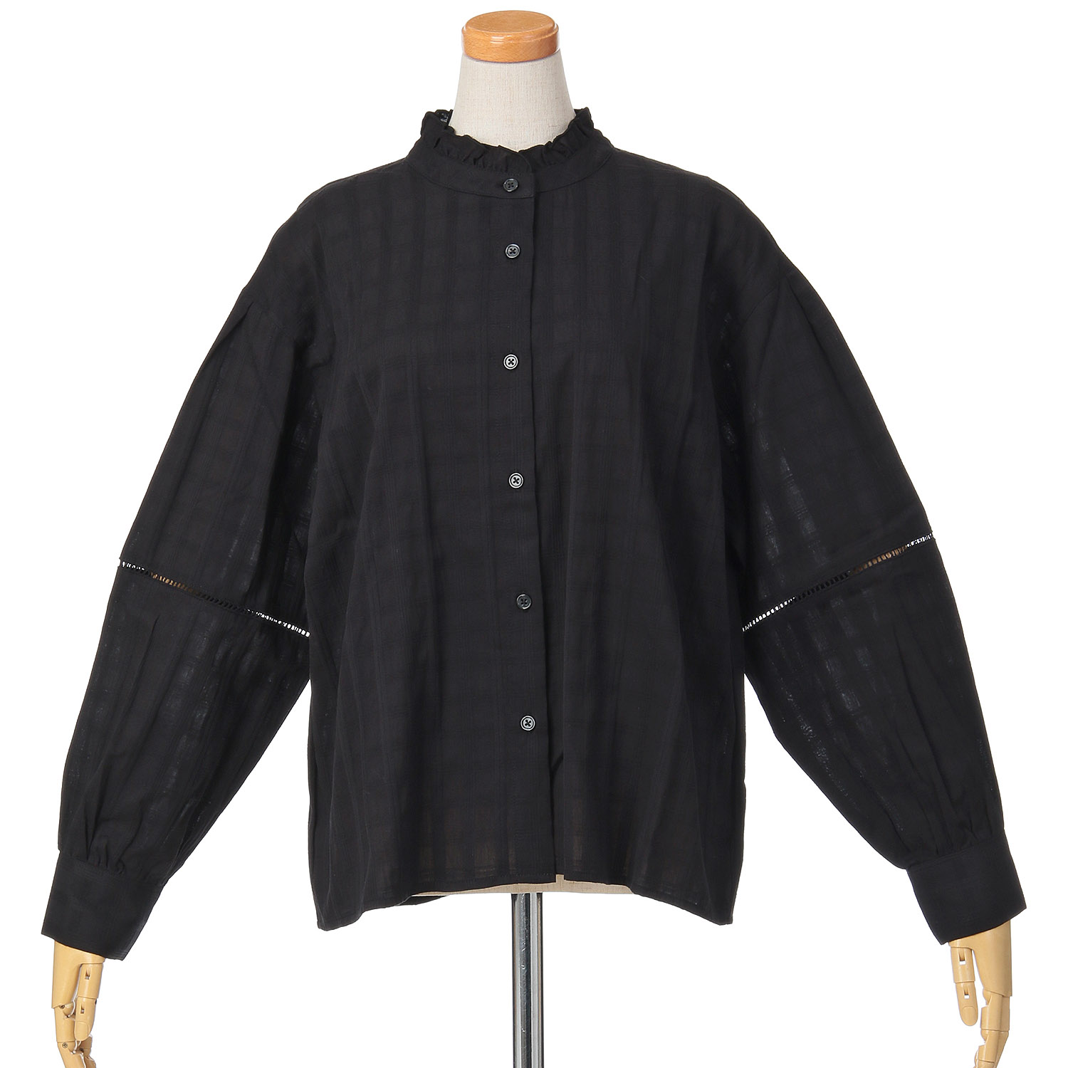 le colis チェックジャガード襟フリルシャツ - 画像2