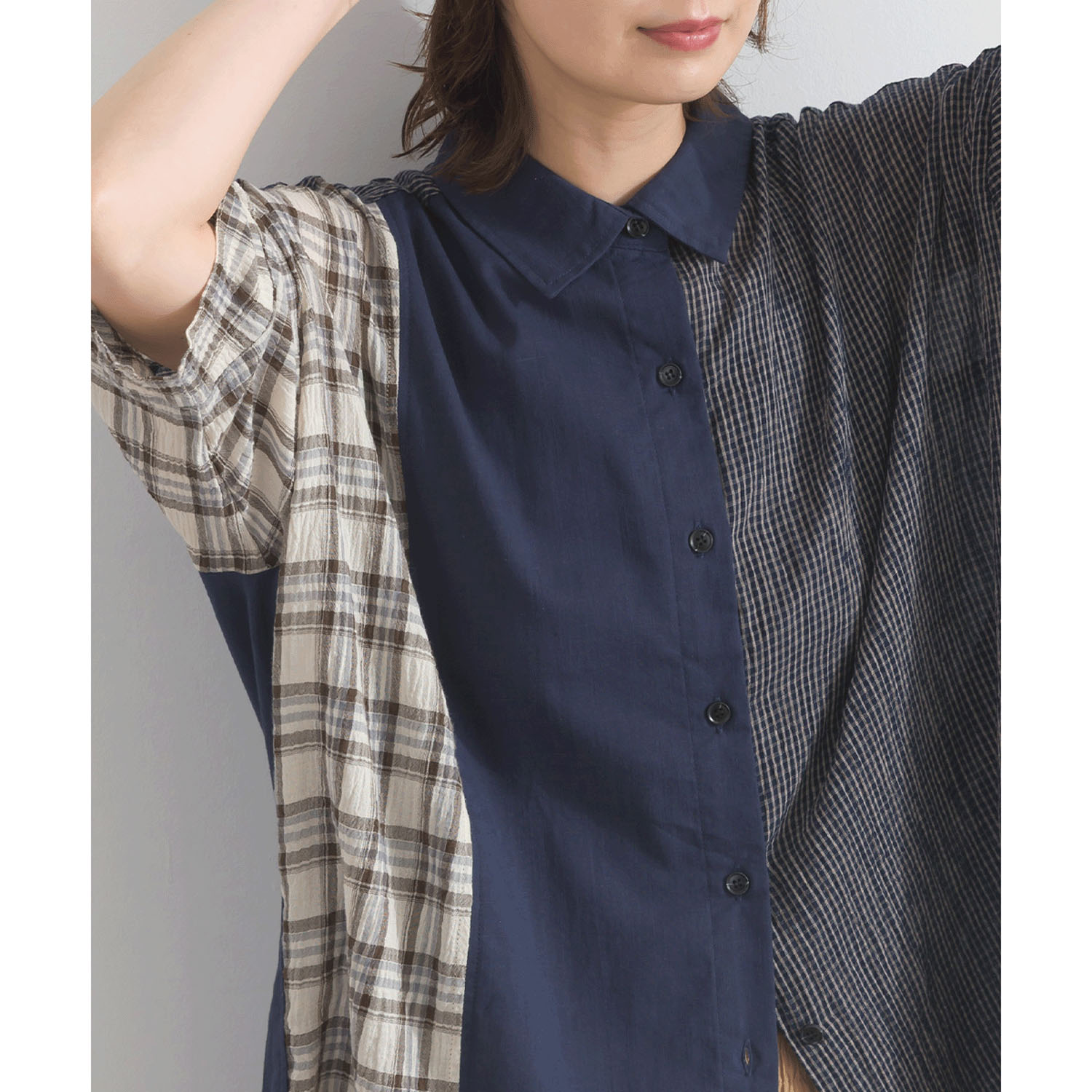 【ETONET限定】 iriey 異素材切替BIGシャツ - 画像23