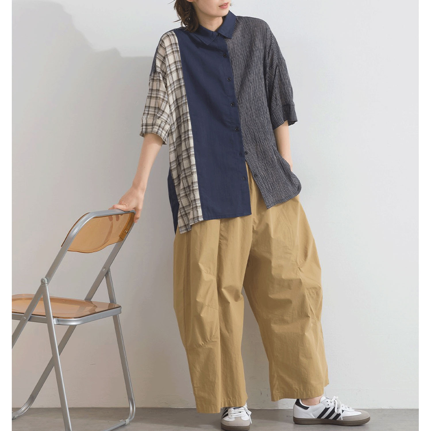 【ETONET限定】 iriey 異素材切替BIGシャツ - 画像24