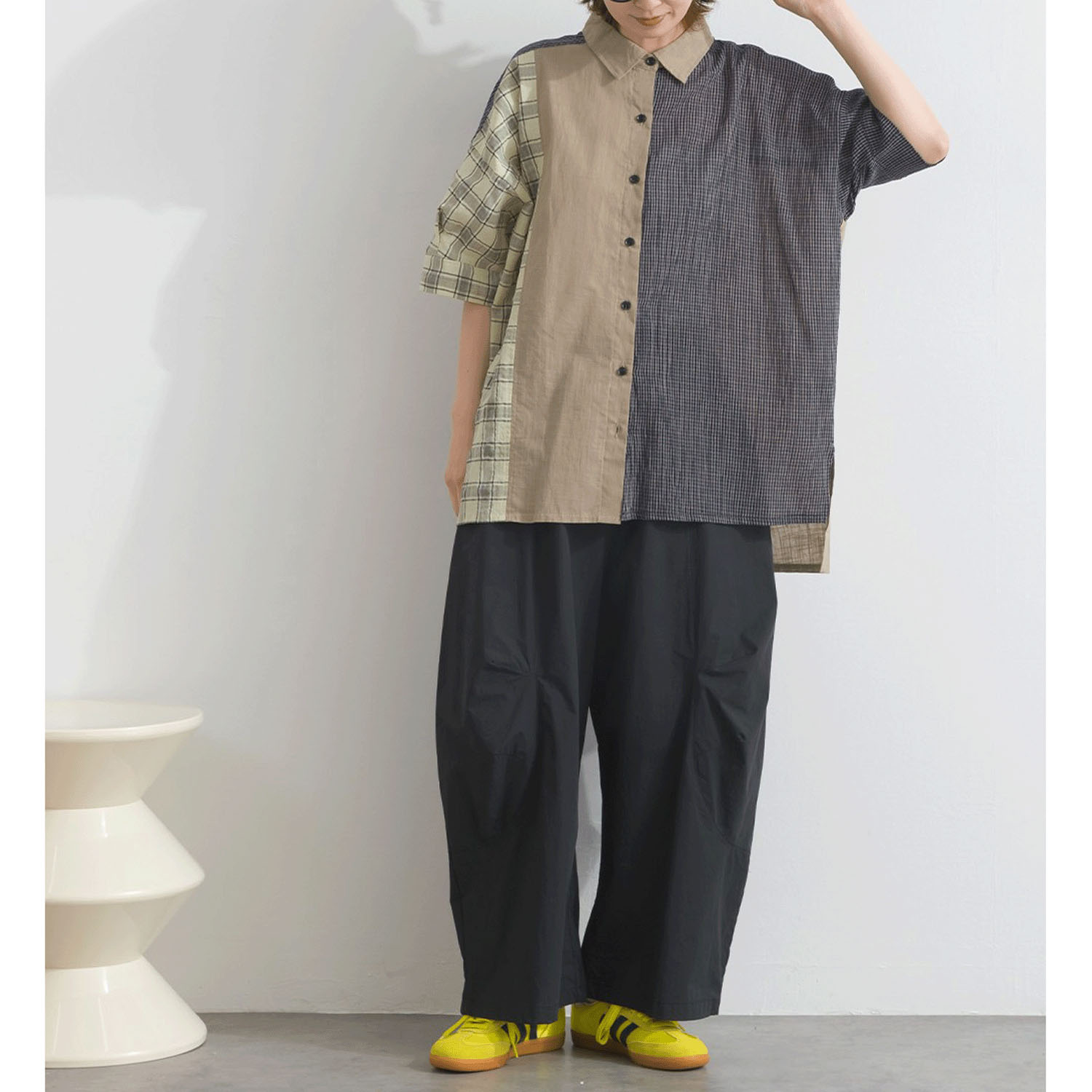 【ETONET限定】 iriey 異素材切替BIGシャツ - 画像8