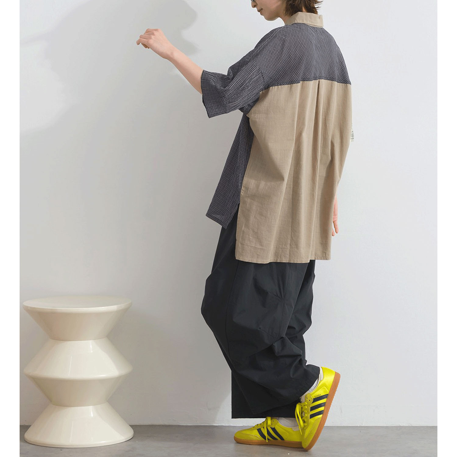 【ETONET限定】 iriey 異素材切替BIGシャツ - 画像9