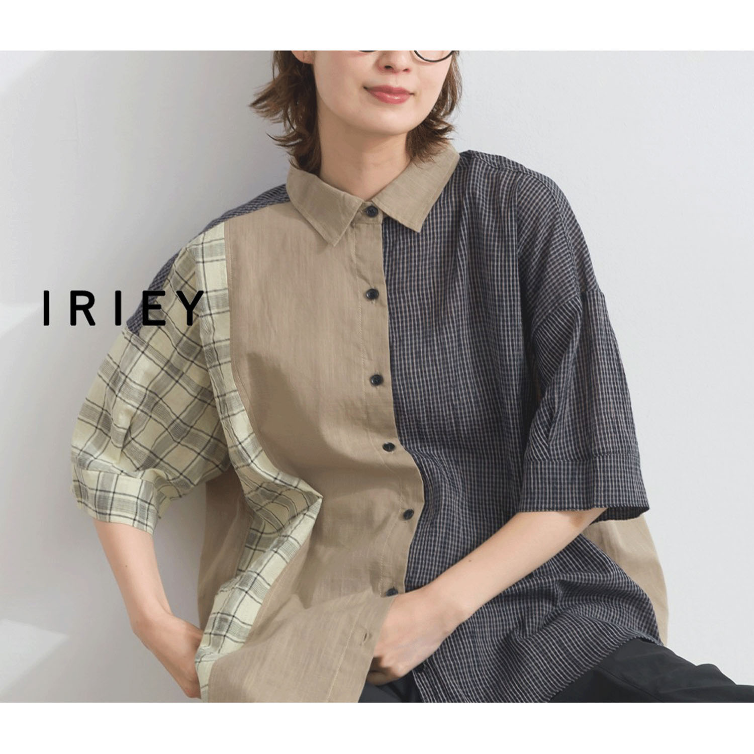【ETONET限定】 iriey 異素材切替BIGシャツ - 画像1