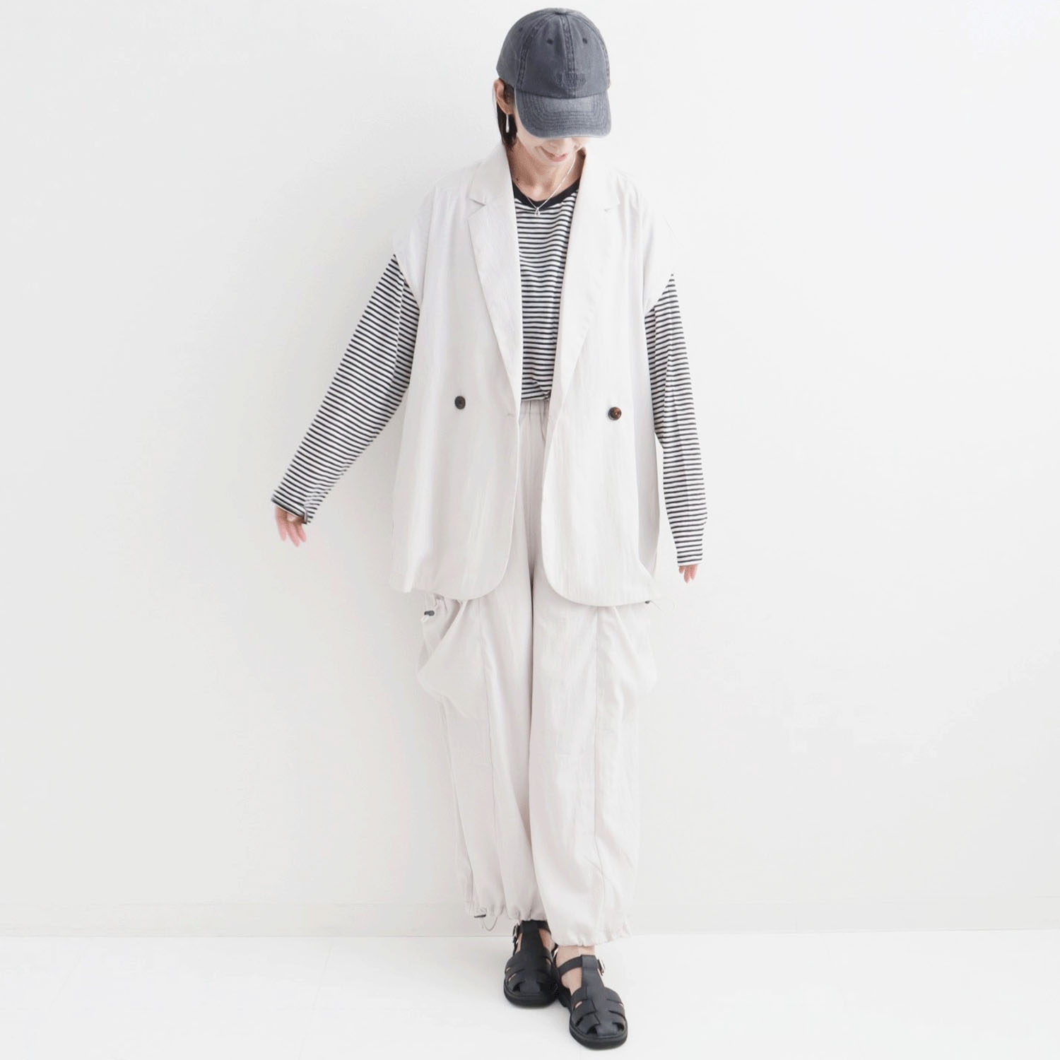 le colis ナイロンヴィンテージテーラーベスト - 画像2