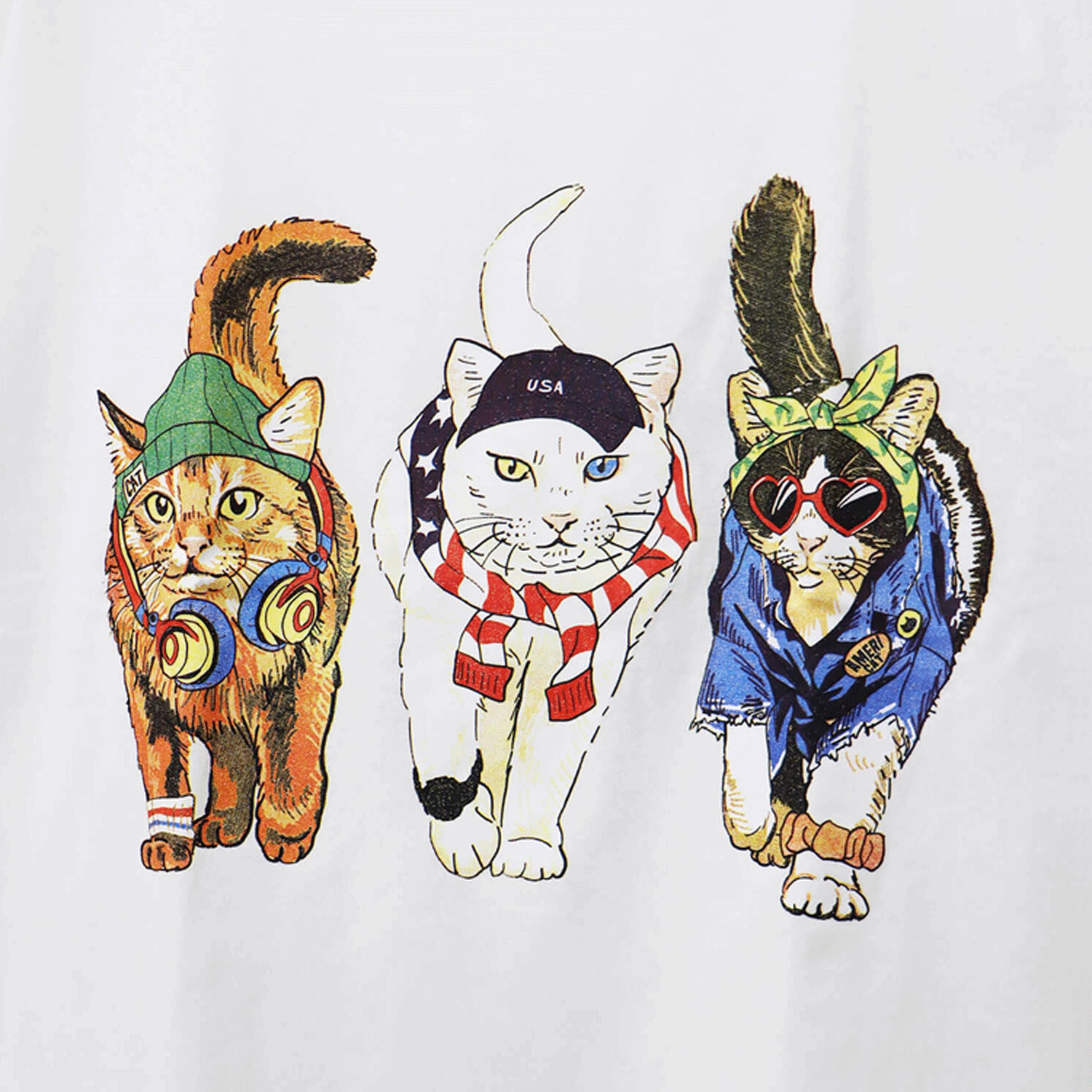 【LLサイズ、新色追加】【Insta Live】CORISCO Animal Village 前後プリントネコTシャツ - 画像12