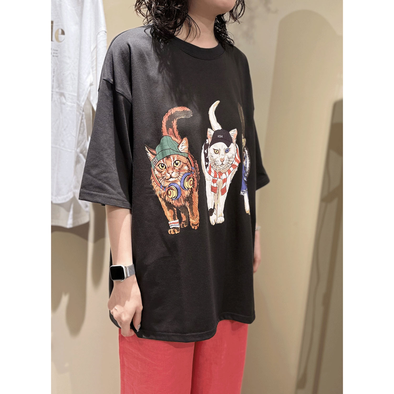 【LLサイズ、新色追加】【Insta Live】CORISCO Animal Village 前後プリントネコTシャツ - 画像21