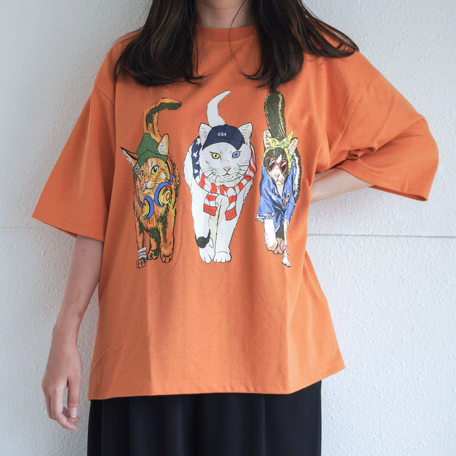 【LLサイズ、新色追加】【Insta Live】CORISCO Animal Village 前後プリントネコTシャツ - 画像37