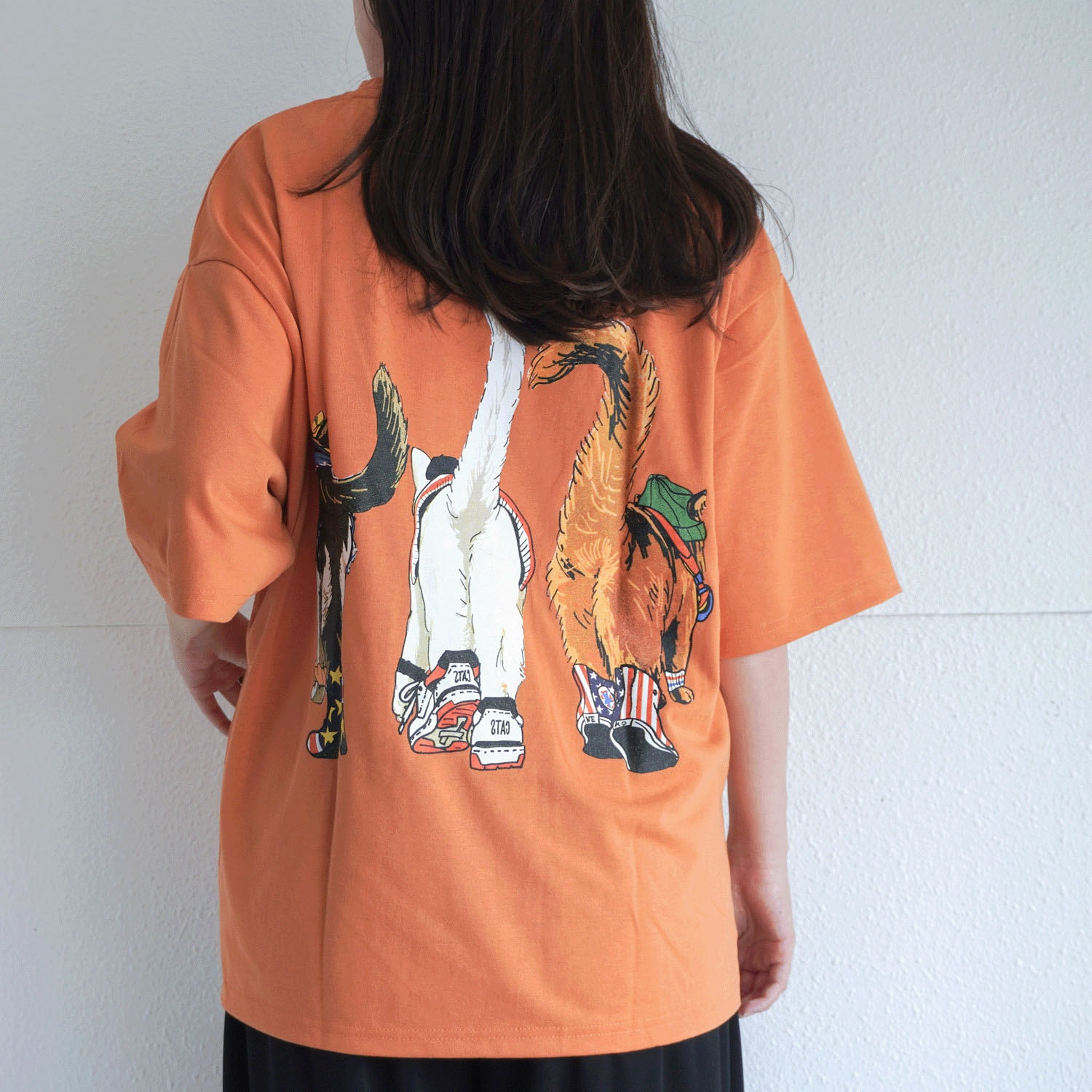 【LLサイズ、新色追加】【Insta Live】CORISCO Animal Village 前後プリントネコTシャツ - 画像38