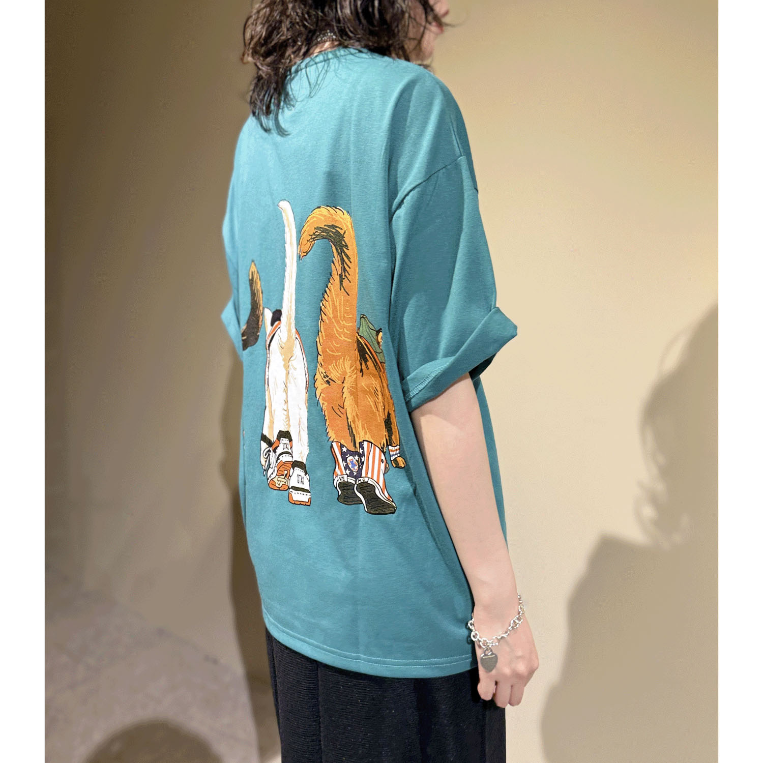 【LLサイズ、新色追加】【Insta Live】CORISCO Animal Village 前後プリントネコTシャツ - 画像44