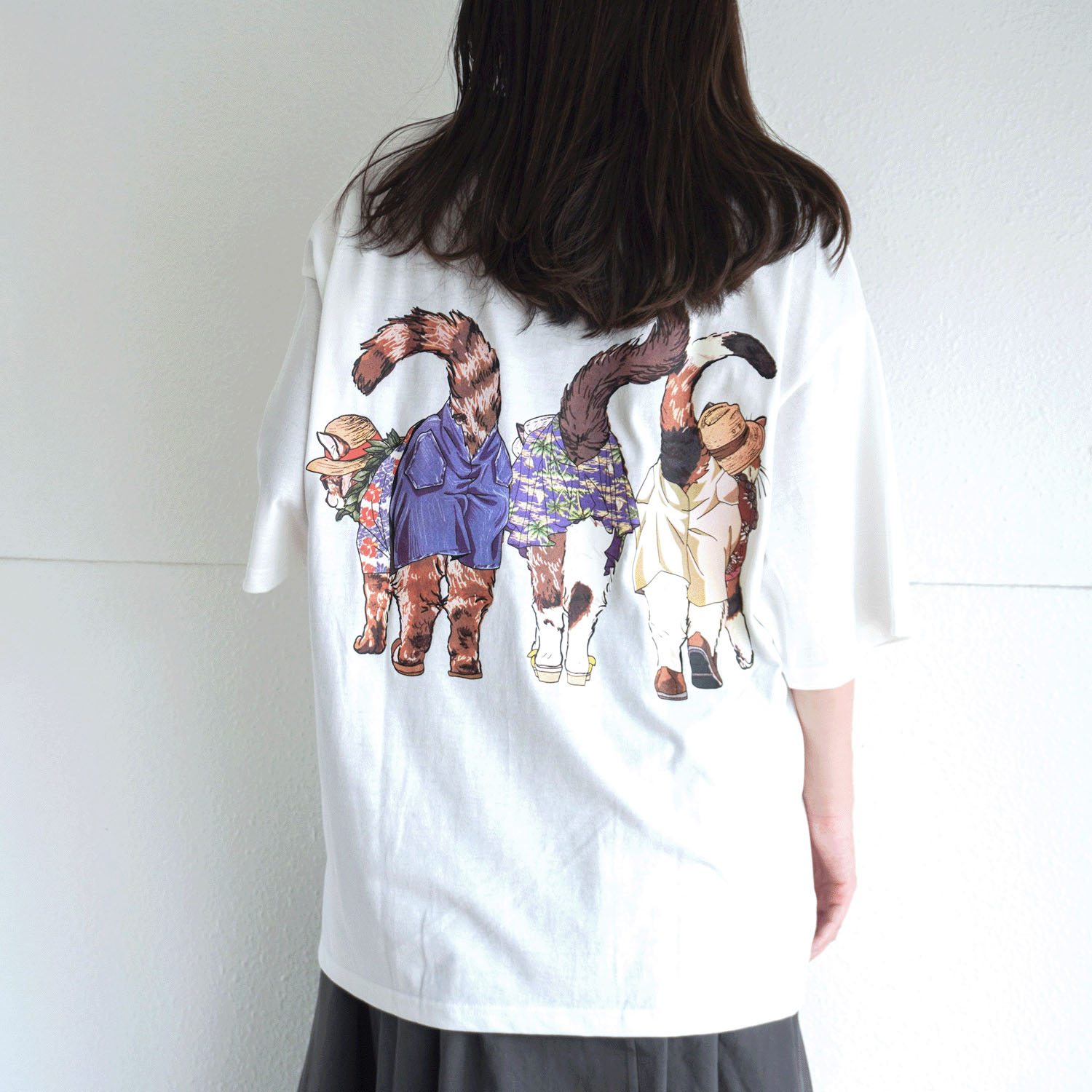 【Insta Live】【ETONET限定】CORISCO Animal Village 前後プリントネコTシャツ リゾート - 画像3