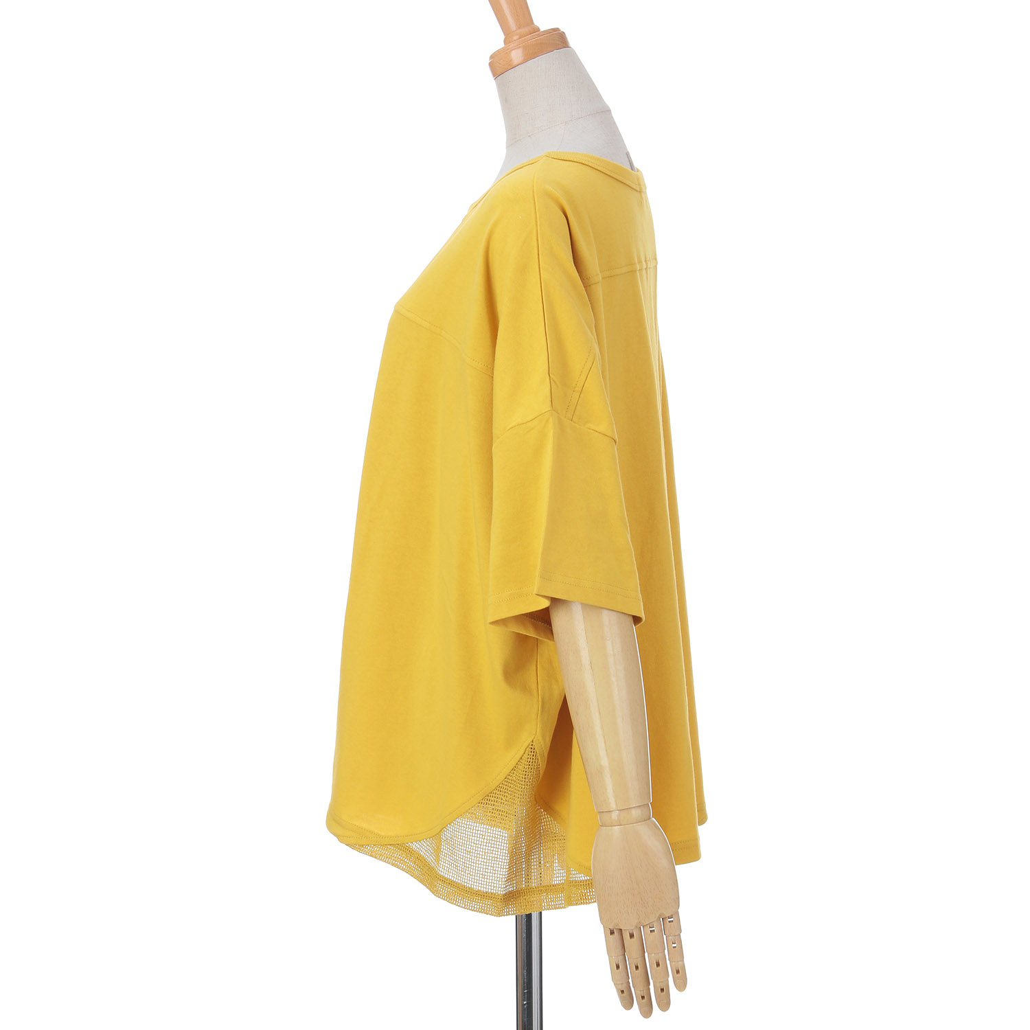 GENTIL スリットメッシュ肩切替ワイドTee - 画像11