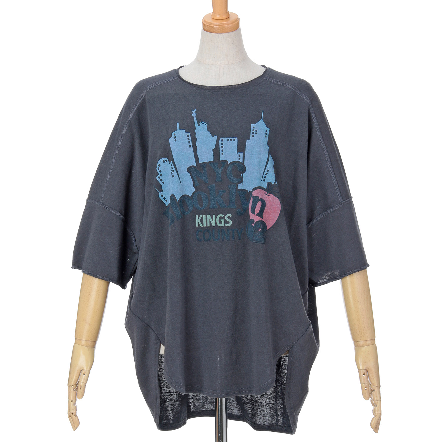 GENTIL 麻タッチ天竺ロールネックプリントTee - 画像5