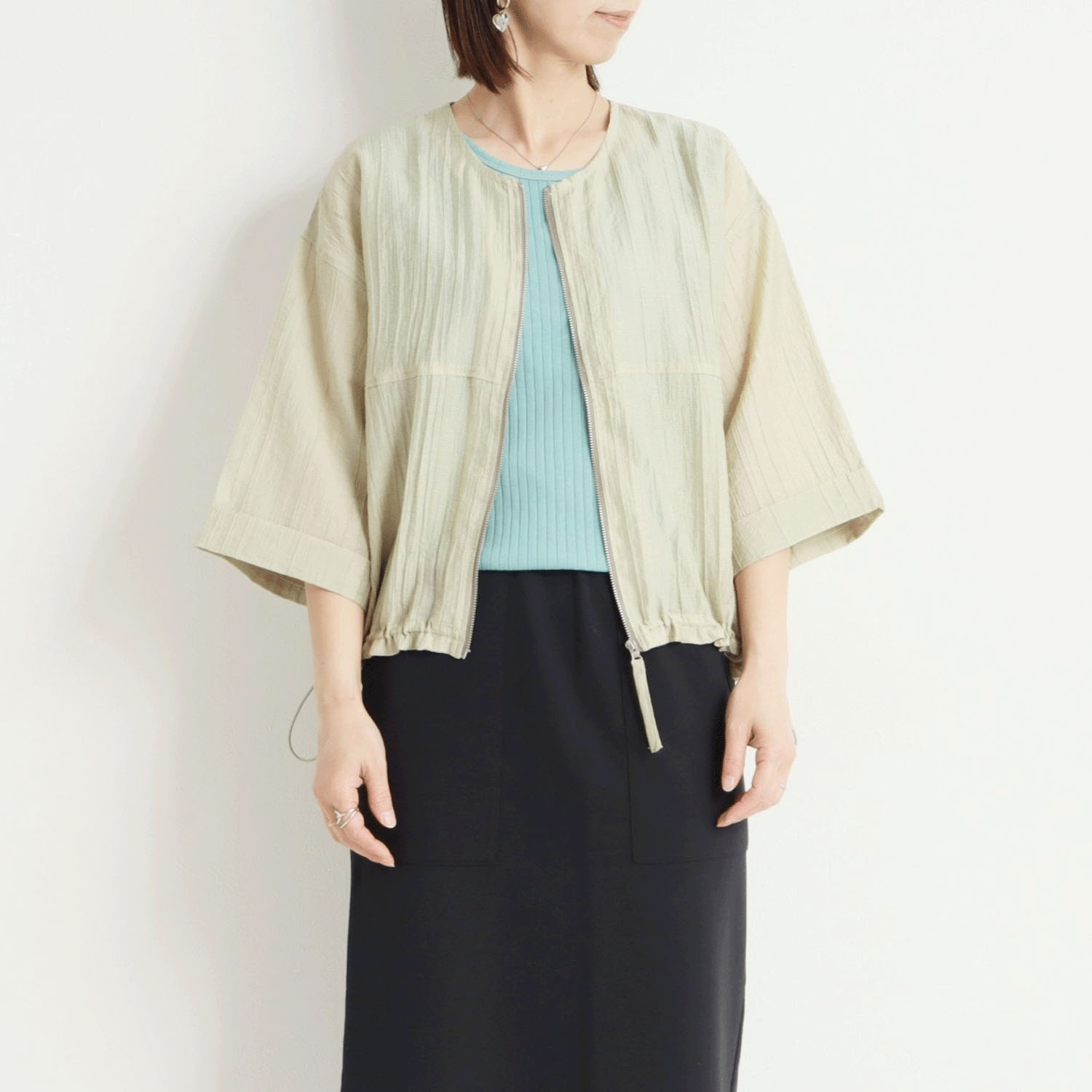 le colis シアークレープZIPブルゾン - 画像4