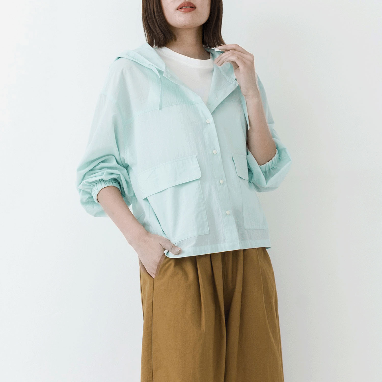 【お取り寄せ】kermu シアーコットンフロントボタンフーデットブラウス - 画像15