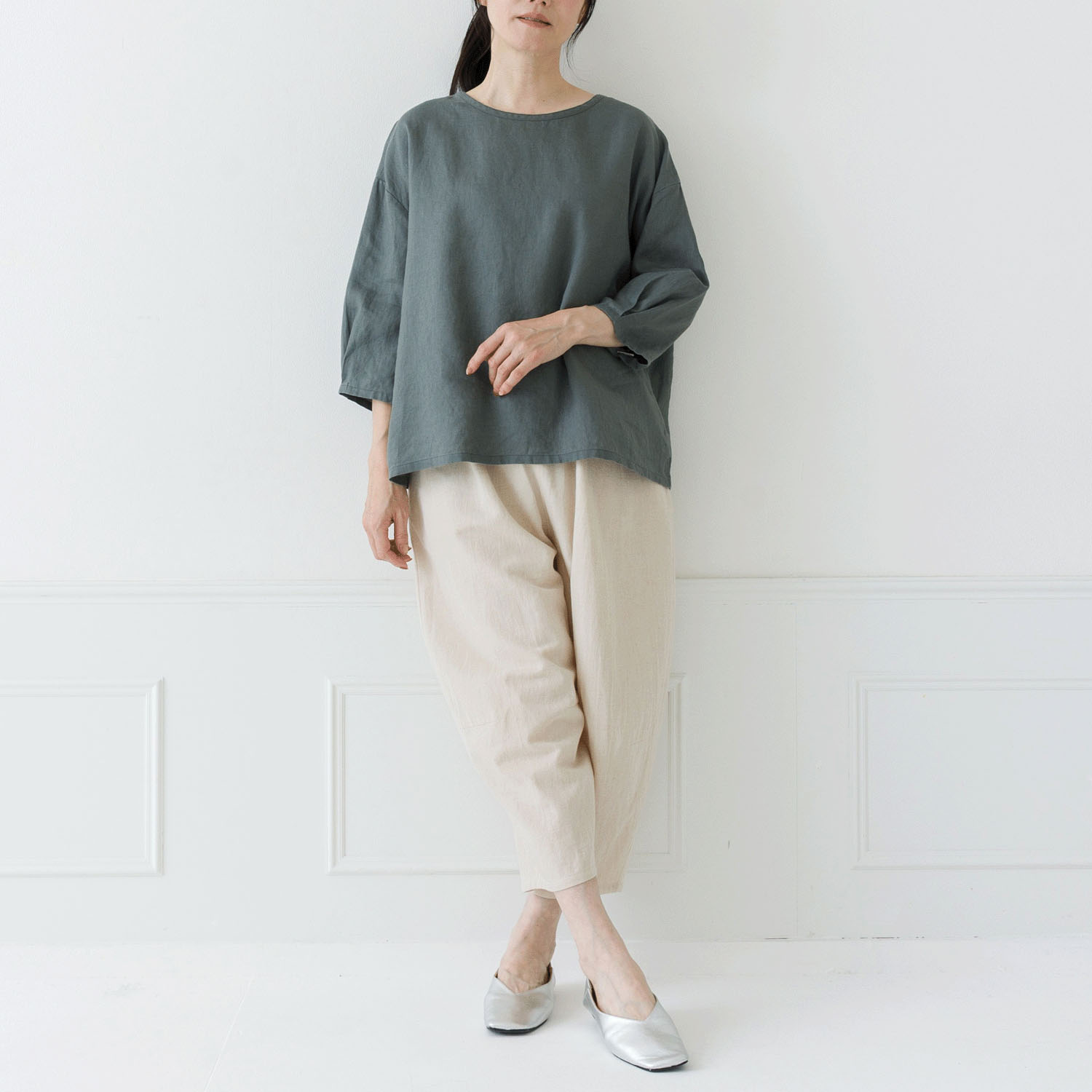 【お取り寄せ】Crea delice リネン袖口タックボリューム7分袖ブラウス - 画像17