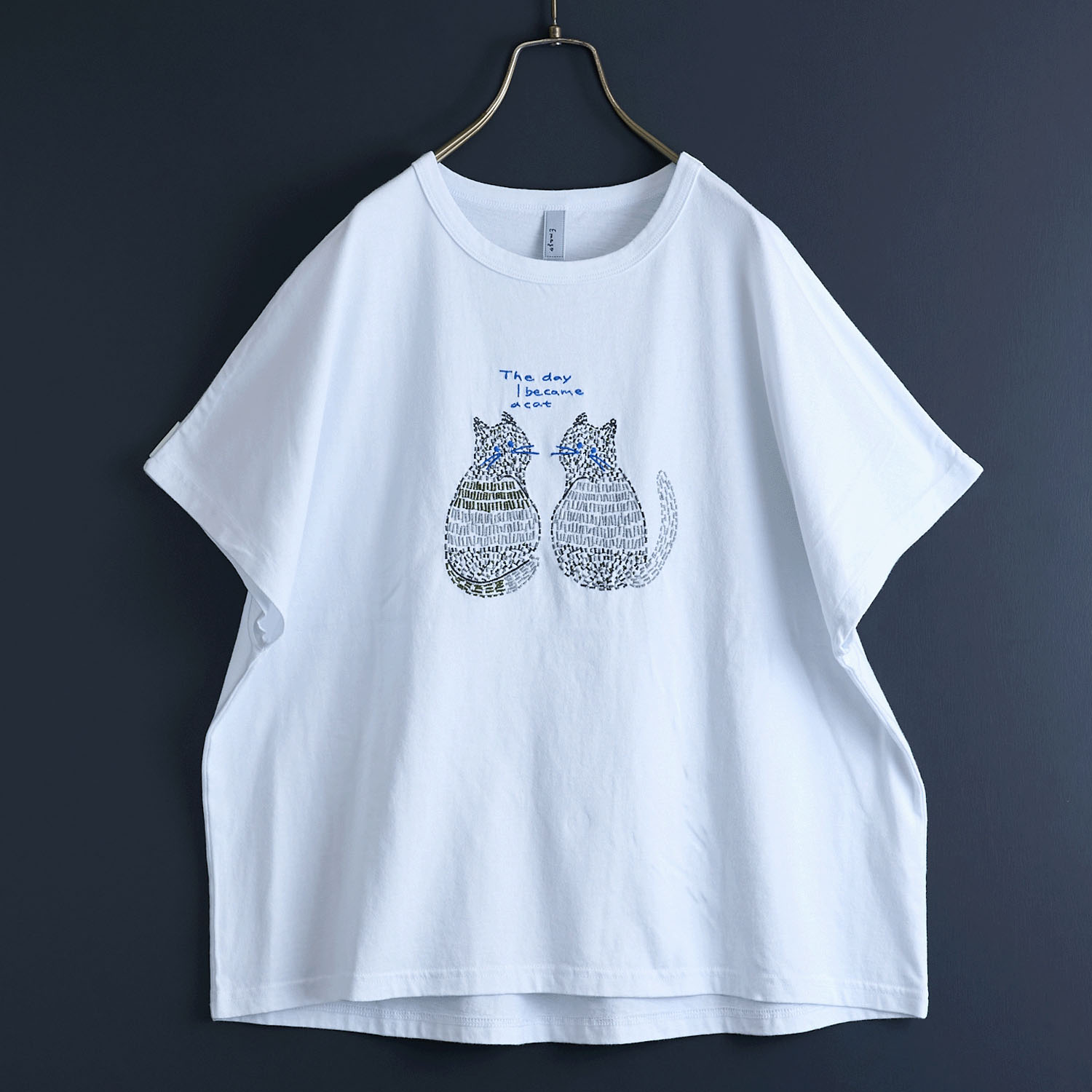 Emago 2匹のねこ刺繍Tシャツ - 画像2