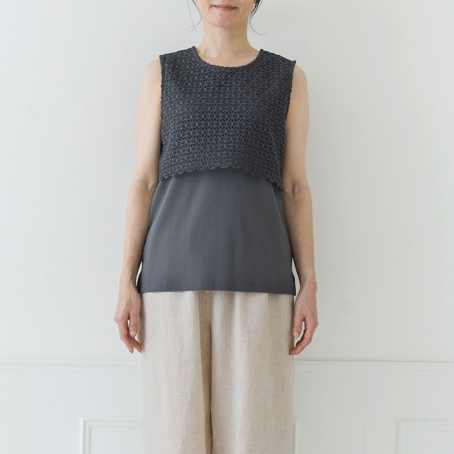 【お取り寄せ】Crea delice 強撚スムースレース使いタンクトップ - 画像11