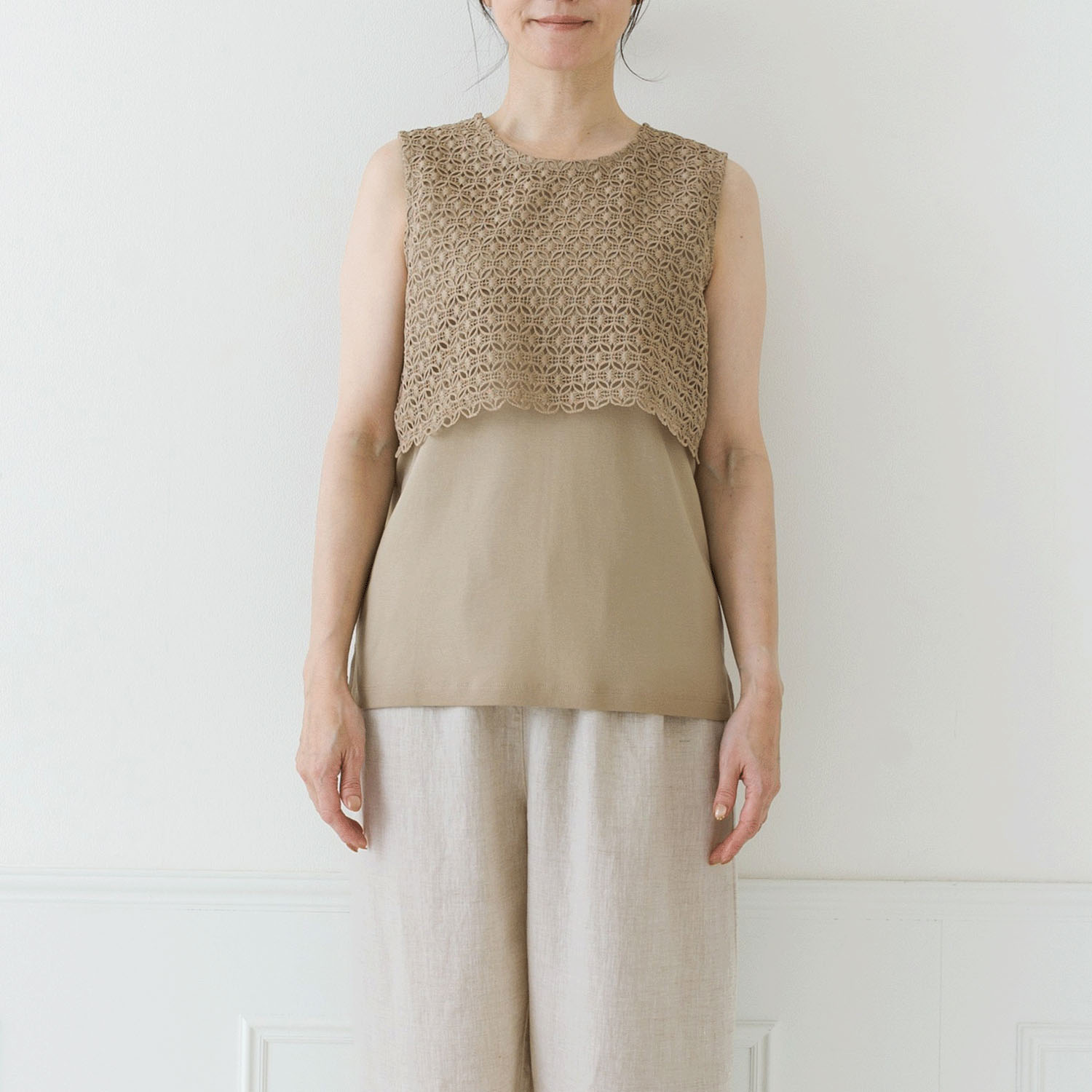 【お取り寄せ】Crea delice 強撚スムースレース使いタンクトップ - 画像16