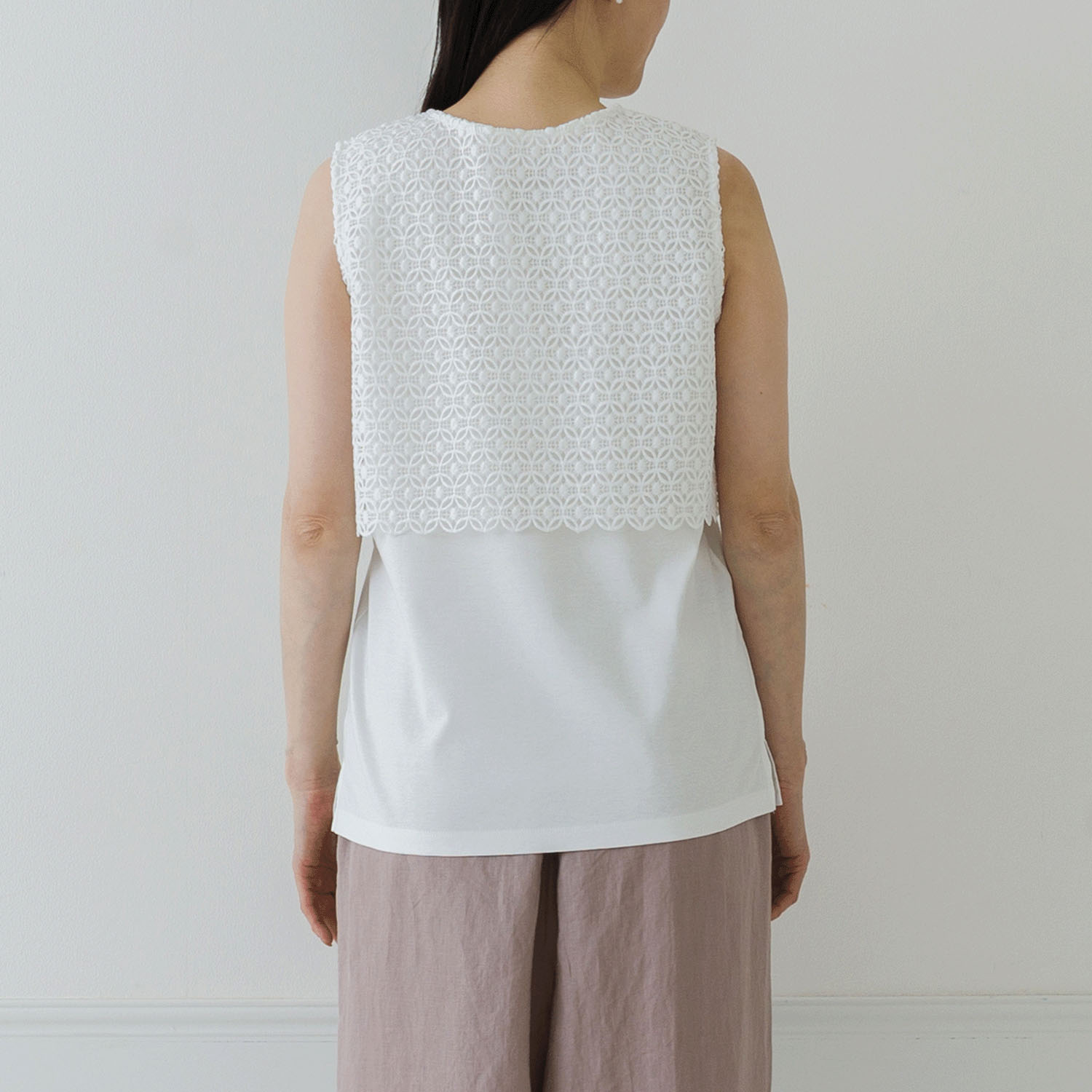 【お取り寄せ】Crea delice 強撚スムースレース使いタンクトップ - 画像8