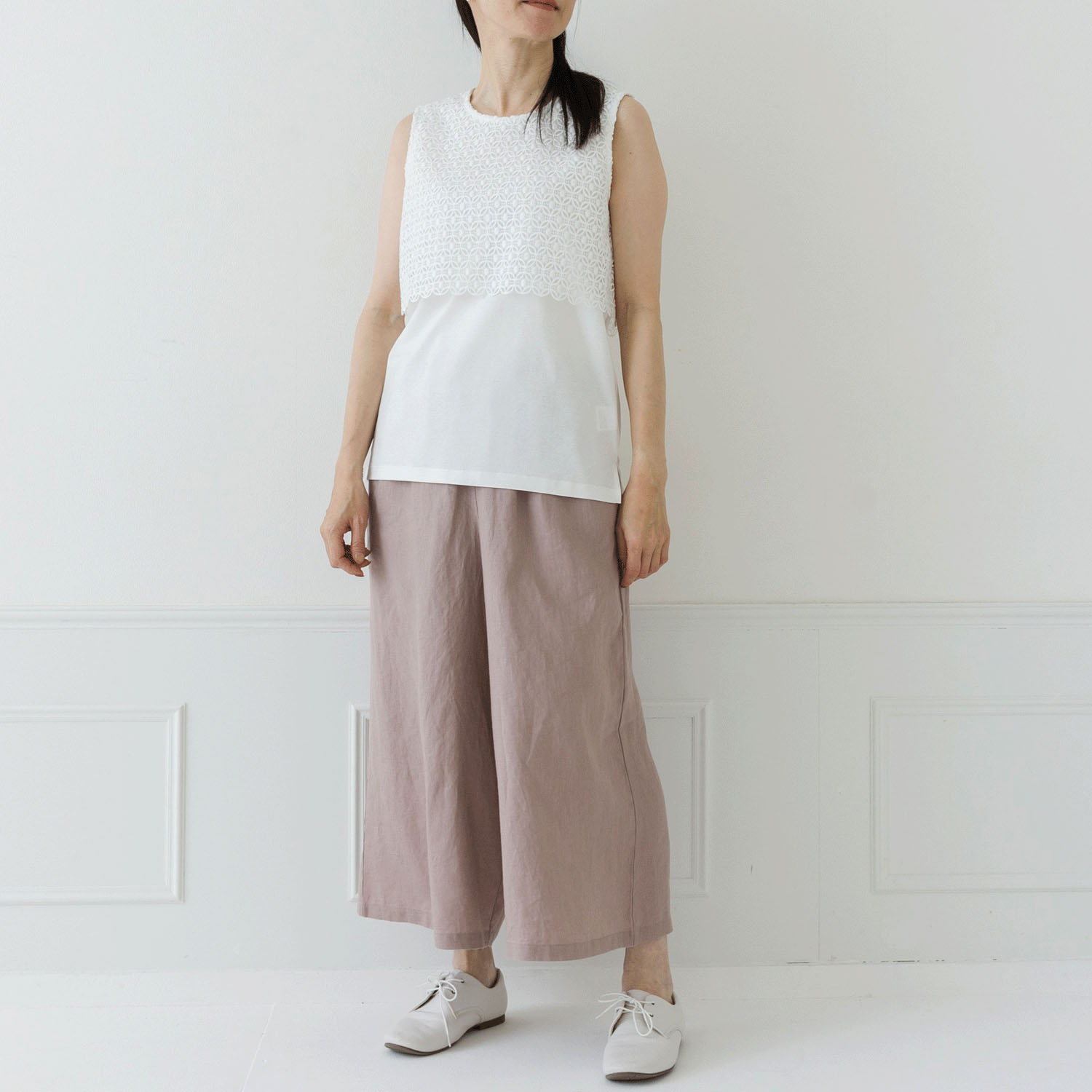 【お取り寄せ】Crea delice 強撚スムースレース使いタンクトップ - 画像10