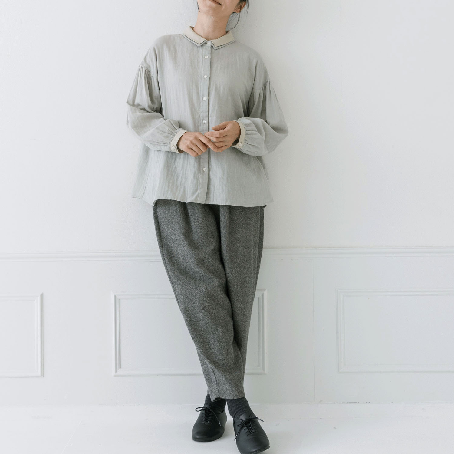 【お取り寄せ】Crea delice コットンWガーゼ2枚襟ボリューム袖ブラウス - 画像10